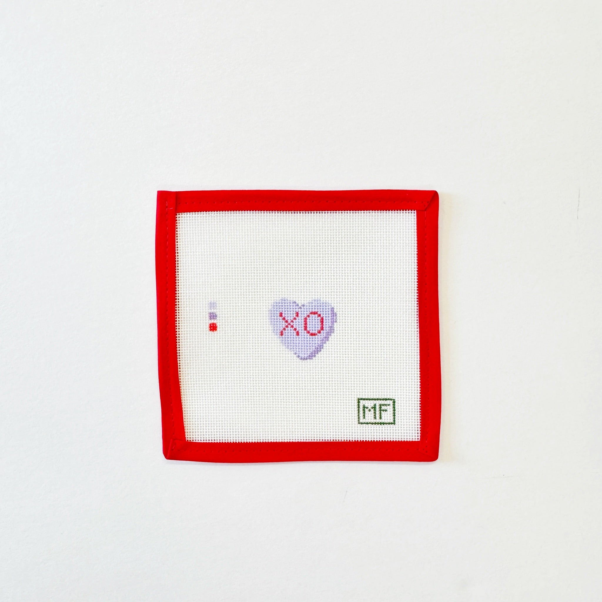 XO Mini Conversation Heart - LavenderMF NeedlepointCanvasThe Red Thread Atelier