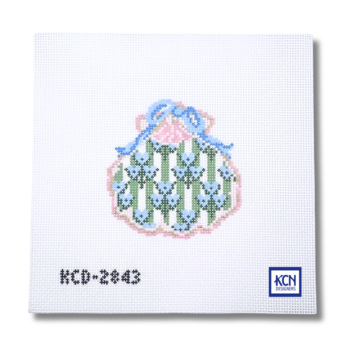 Block Print Gilded Scallop ornament needlepoint canvas by SCT Designs for KCN Designers
