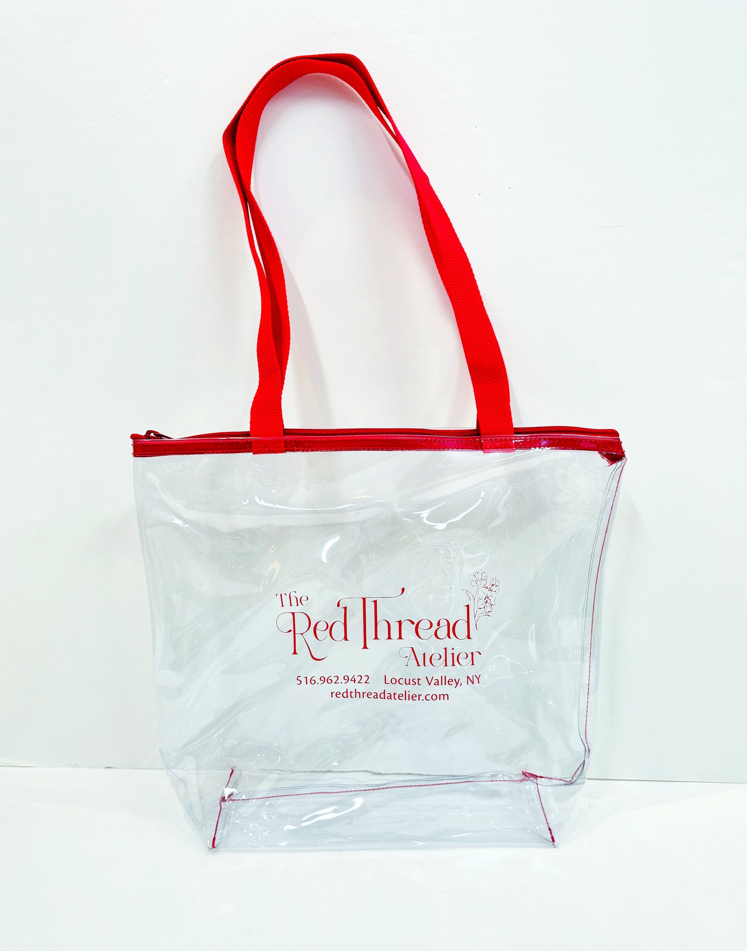 Red Thread Vinyl Project Bag w handles