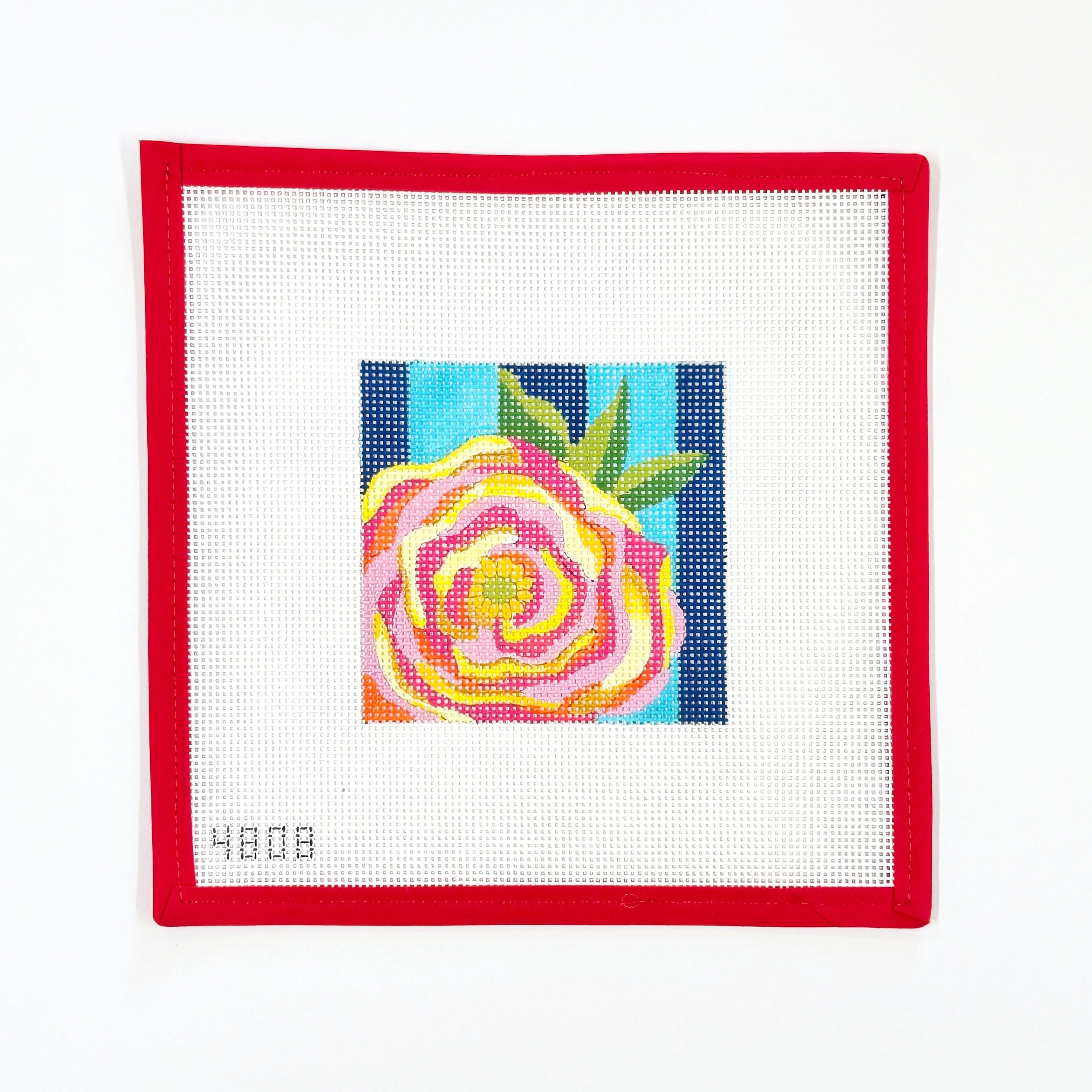 Rose on Blue Stripes