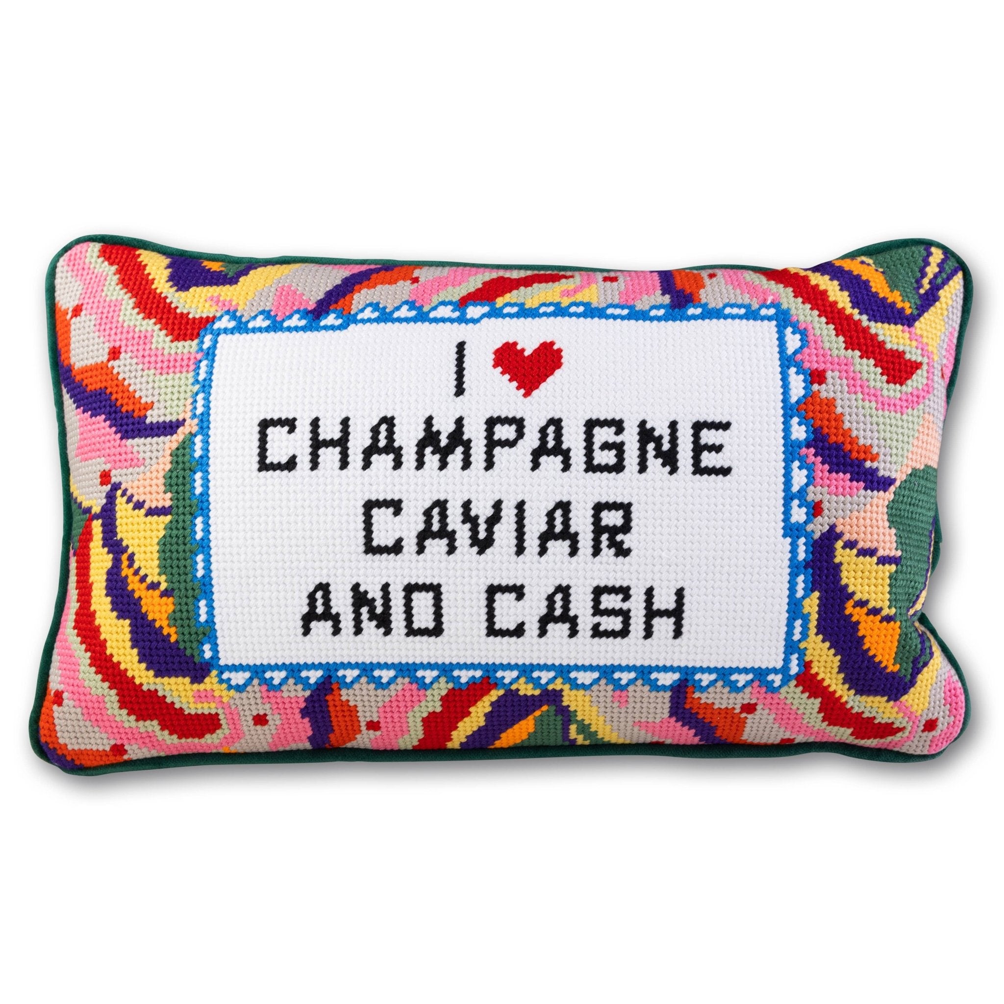 Caviar and Cash Needlepoint PillowFurbish StudioAccessoryThe Red Thread Atelier