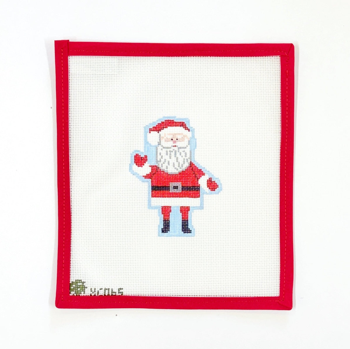 Waving SantaElm Tree NeedlepointCanvasThe Red Thread Atelier