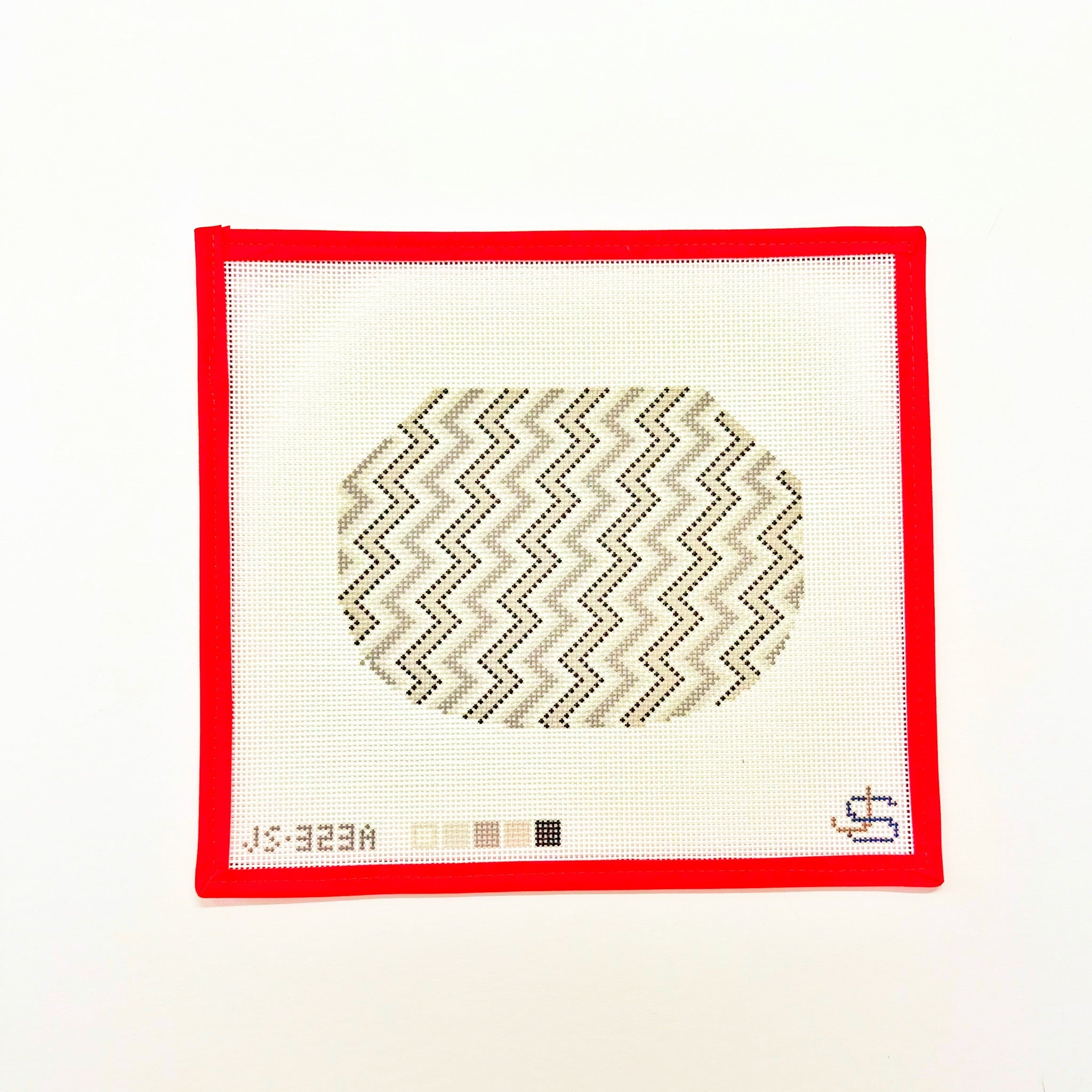 Kiss Lock Bag Canvas - Zig Zag GreyscaleJeni Sandberg NeedlepointCanvasThe Red Thread Atelier