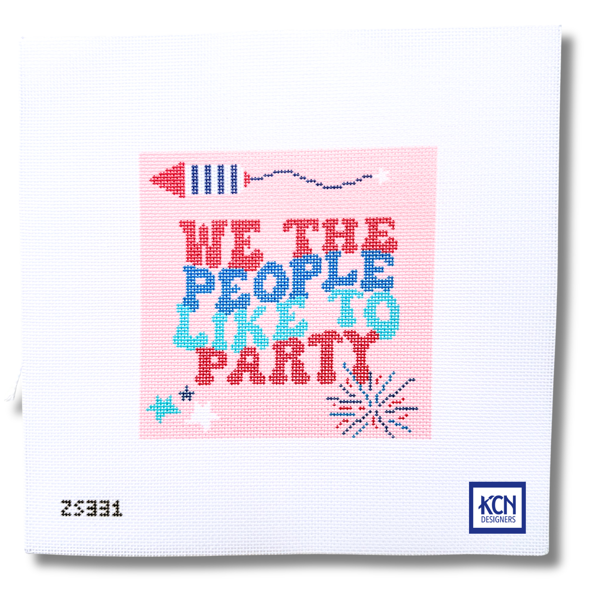 We the People Like to Party needlepoint canvas by Ziggy Stitches for KCN Designers
