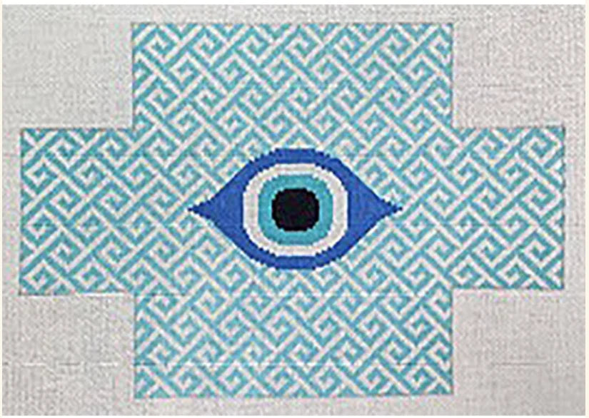 KKBC13 (Evil Eye on Turquoise Greek Key-13 Mesh)