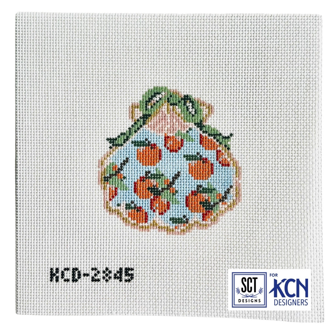 Holiday Oranges Gilded Scallop ornament needlepoint canvas by SCT Designs for KCN Designers