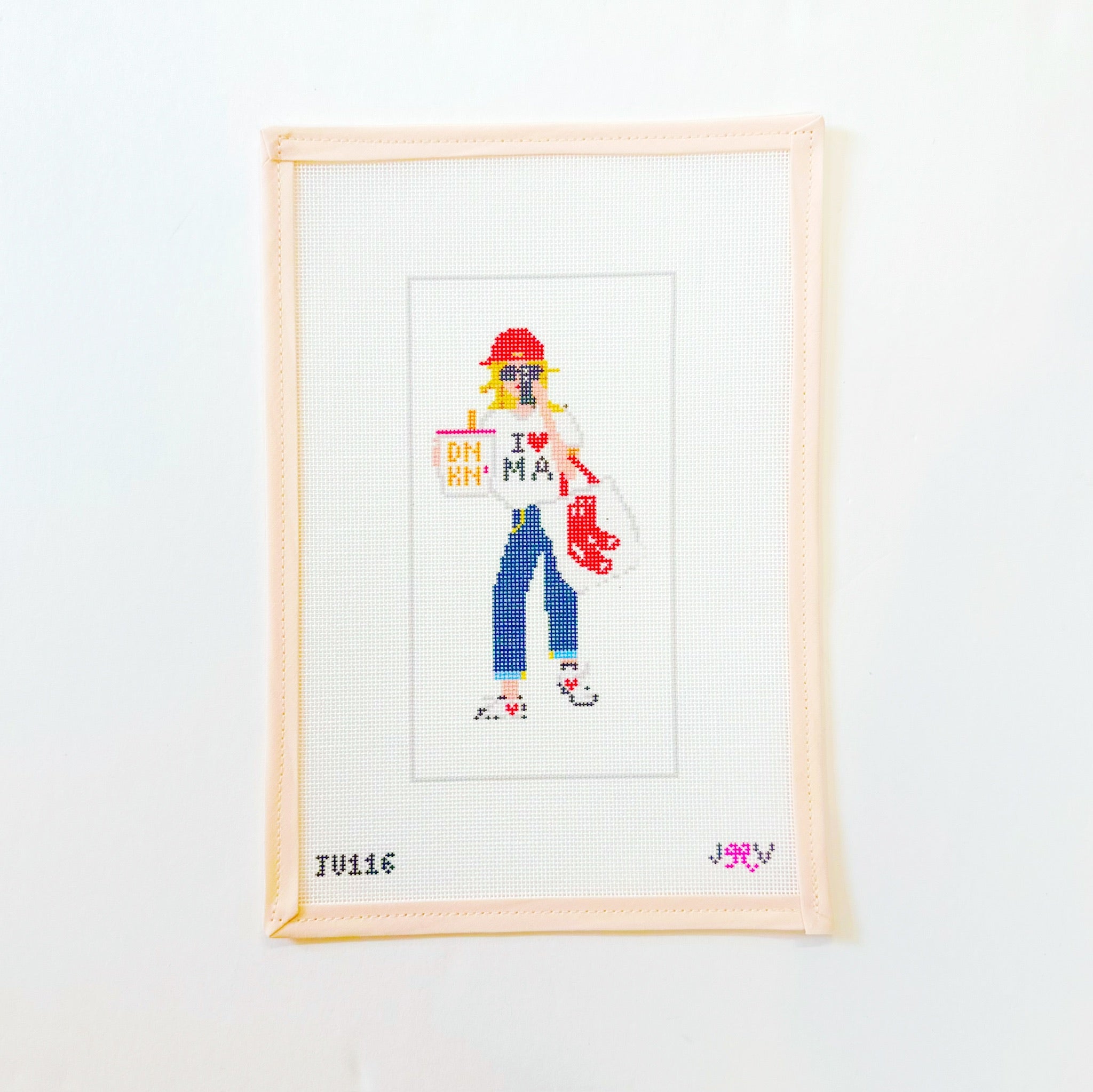 Massachusetts Dunkin GirlJennifer Vallez NeedlepointCanvasThe Red Thread Atelier