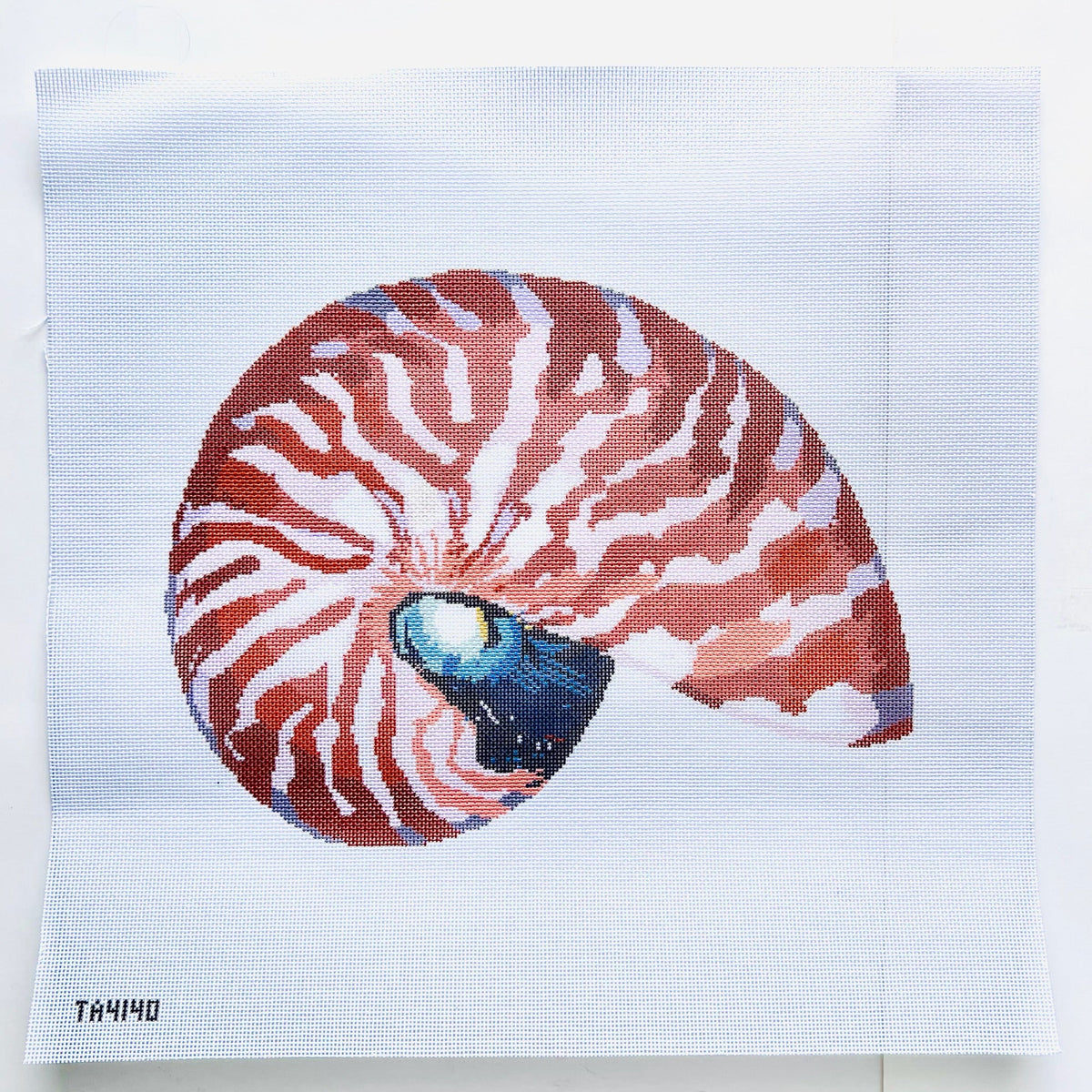 Nautilus needlepoint canvas in red by Thorn Alexander for KCN Designers