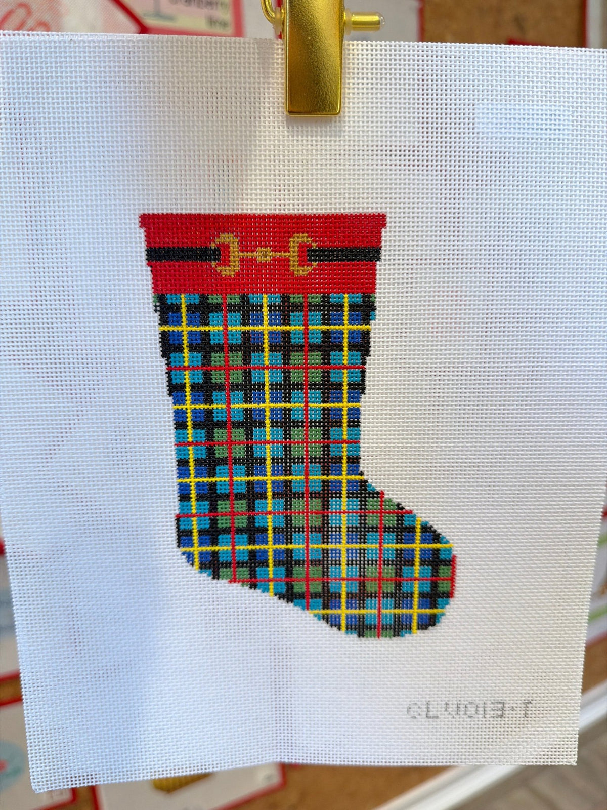 CLV013-T Mini Stocking - TartanCate La VieCanvasThe Red Thread Atelier