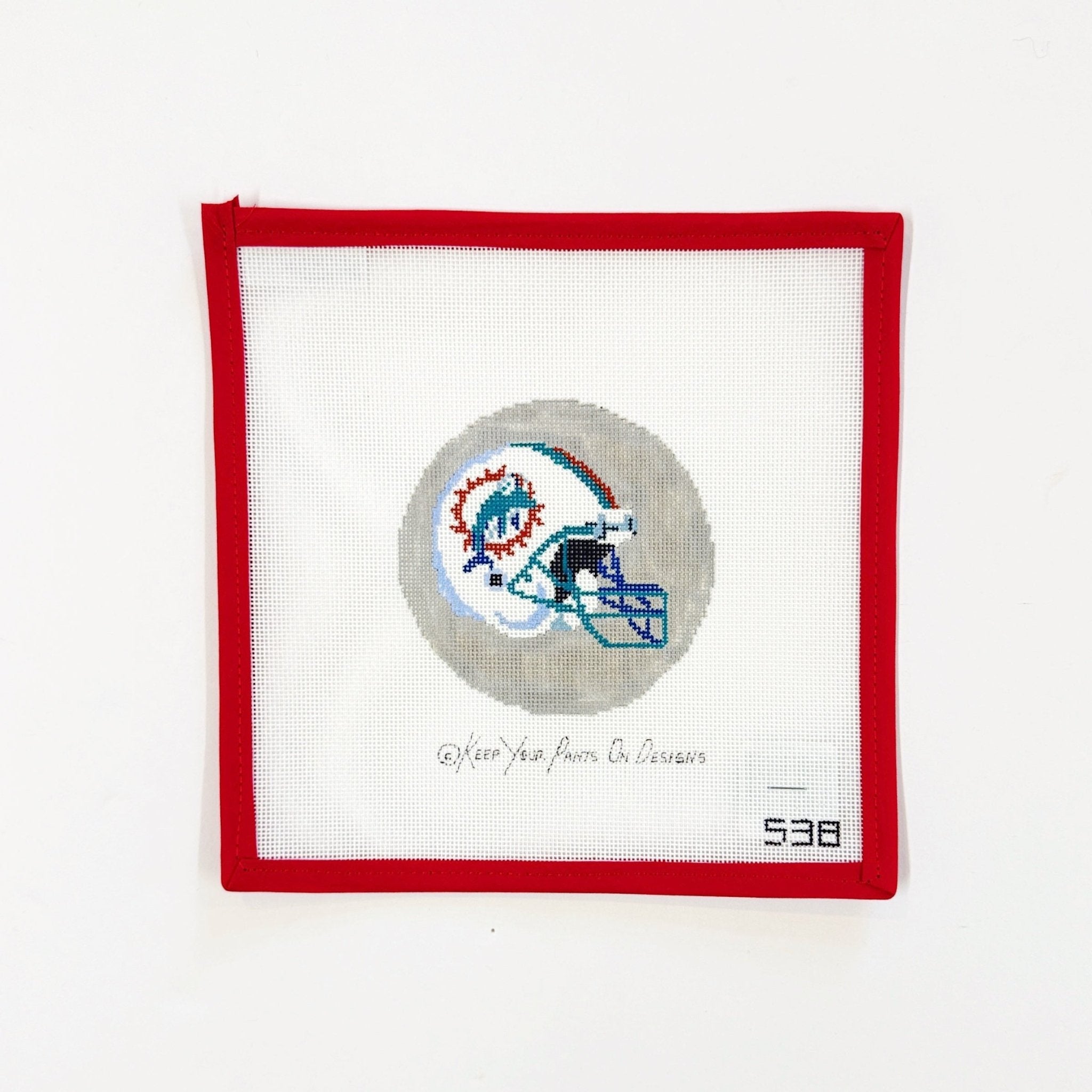 Dolphins HelmetCBK NeedlepointCanvasThe Red Thread Atelier