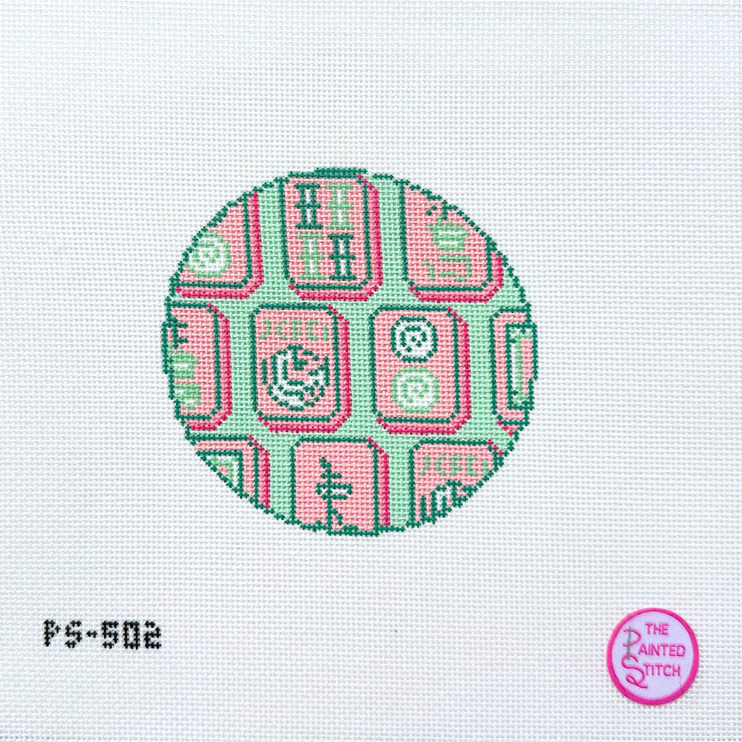 PS-502 Mahjong Round Ornament- Pink/Green