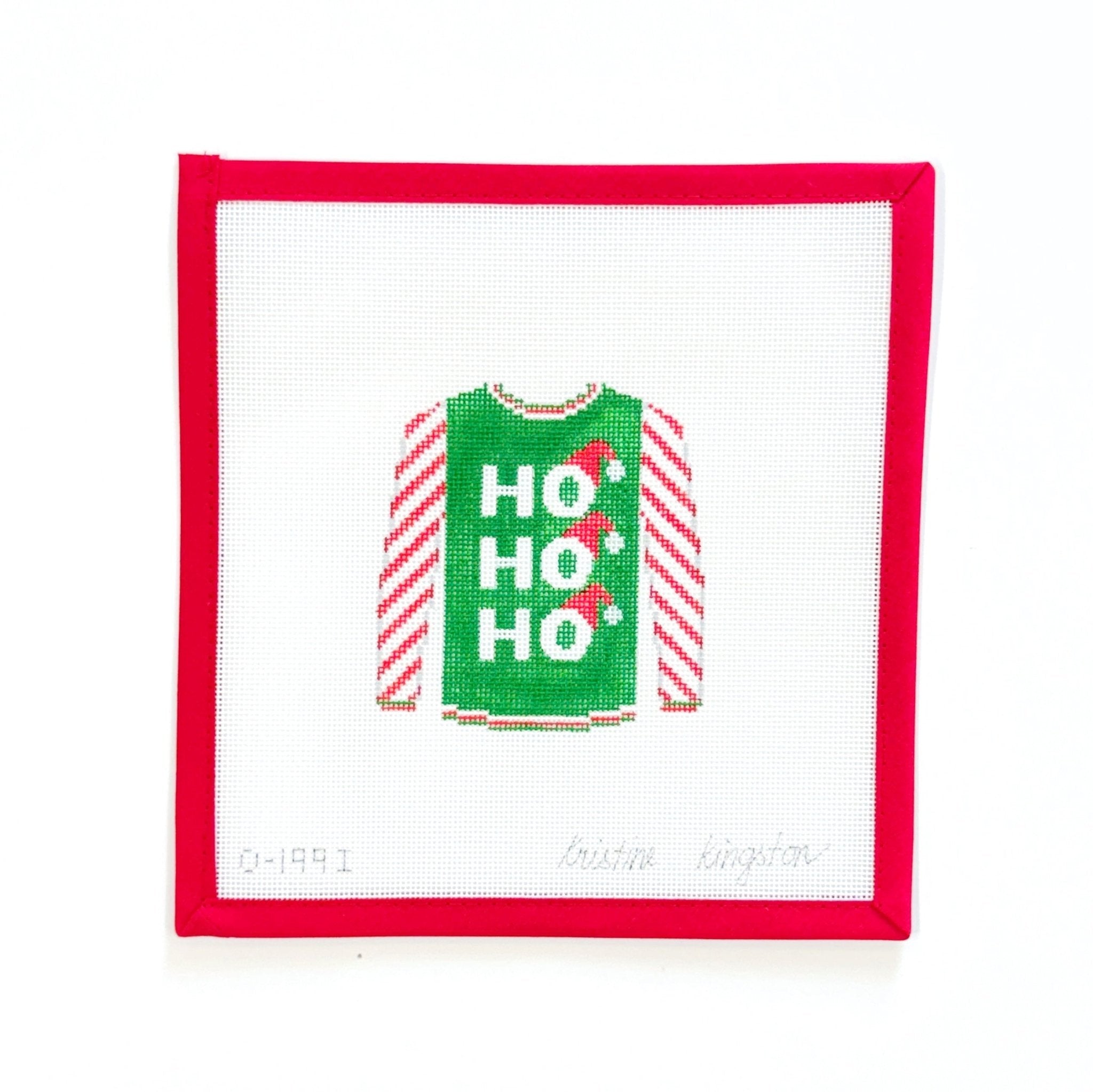 HoHoHo w red StripeKristine KingstonCanvasThe Red Thread Atelier