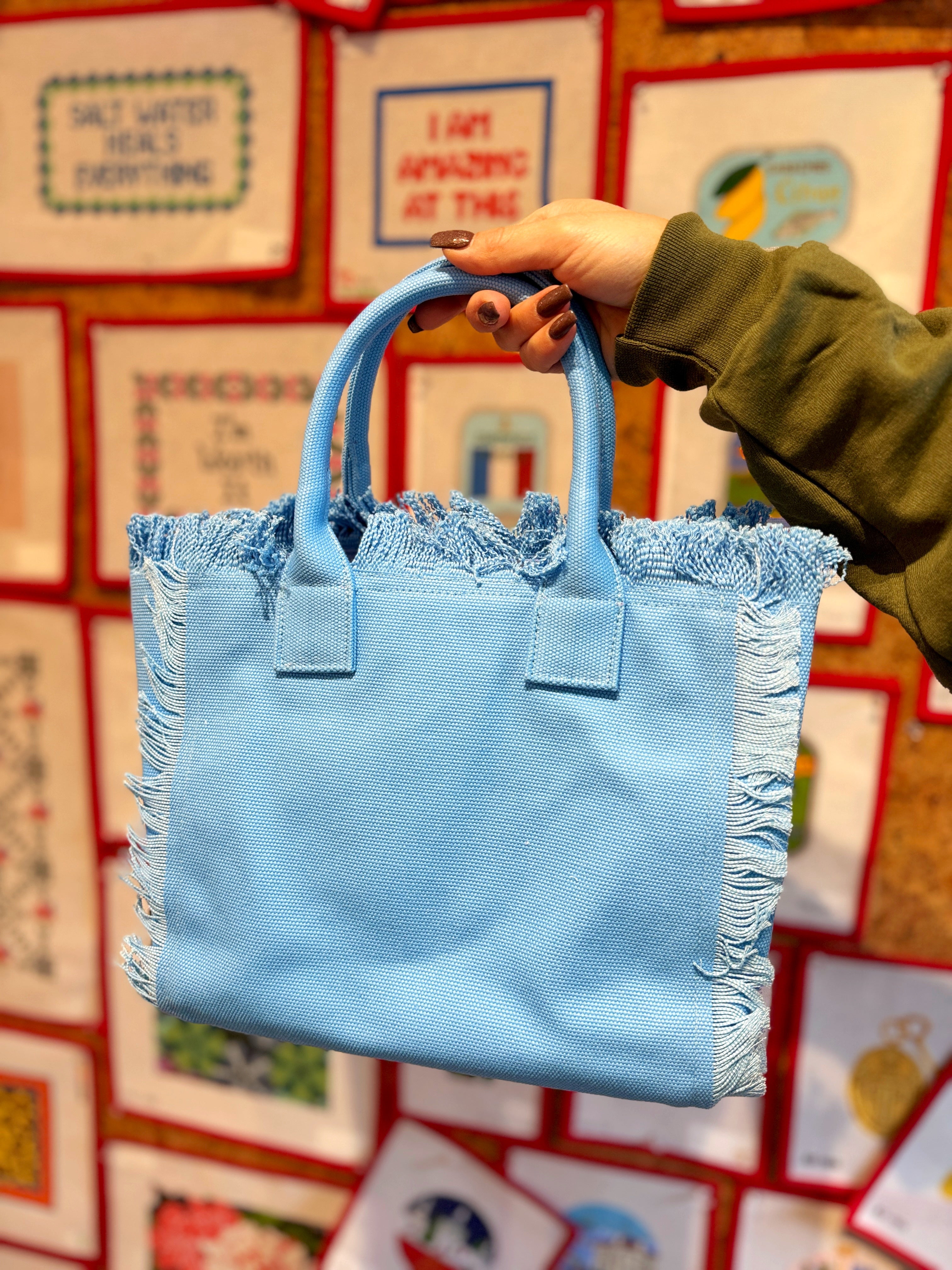 Blue Fringe Tote