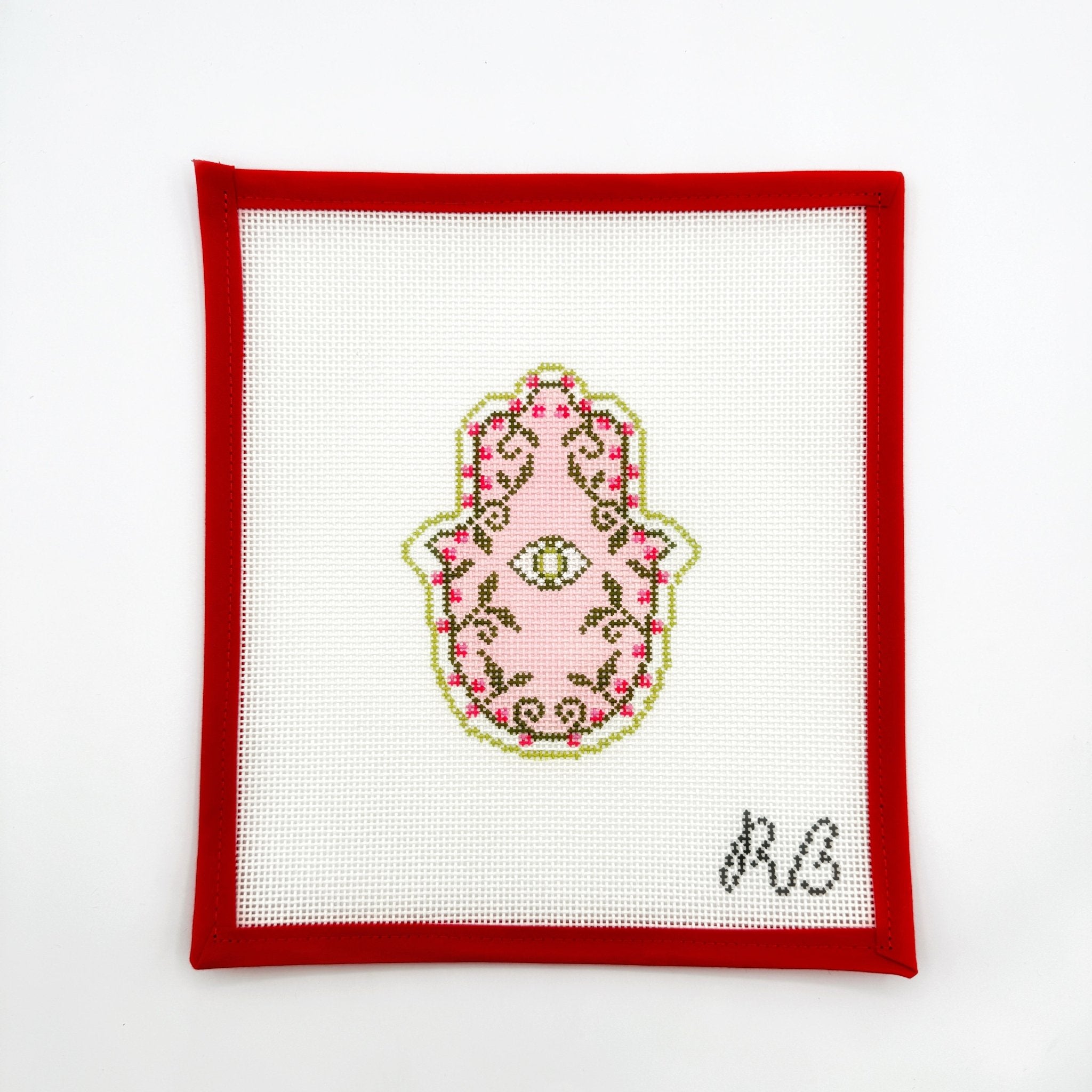 Garden Hamsa Hand, pinkRachel BarriCanvasThe Red Thread Atelier