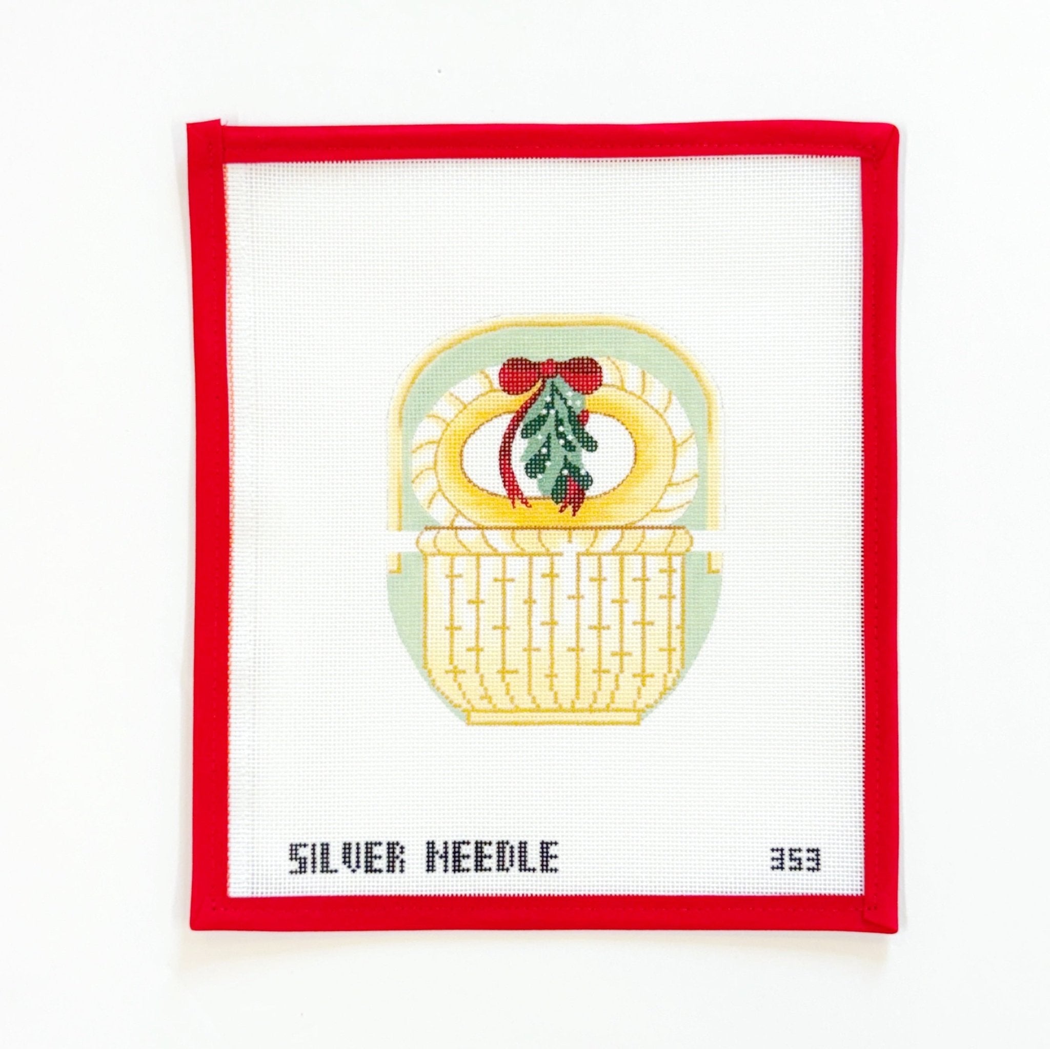 Nantucket Basket - hollySilver NeedleCanvasThe Red Thread Atelier