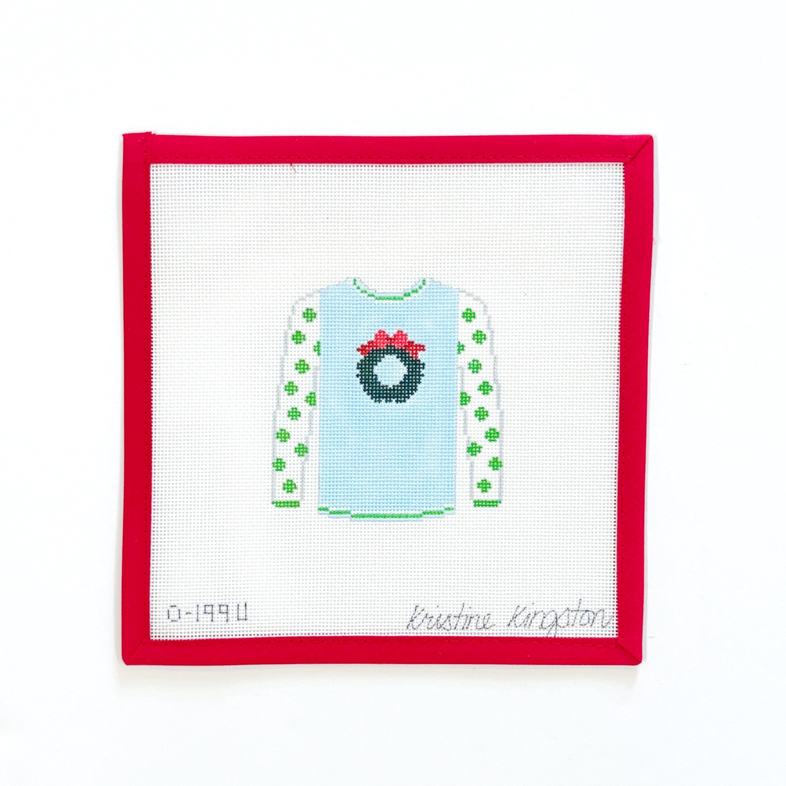 Wreath on Blue w/ green dots