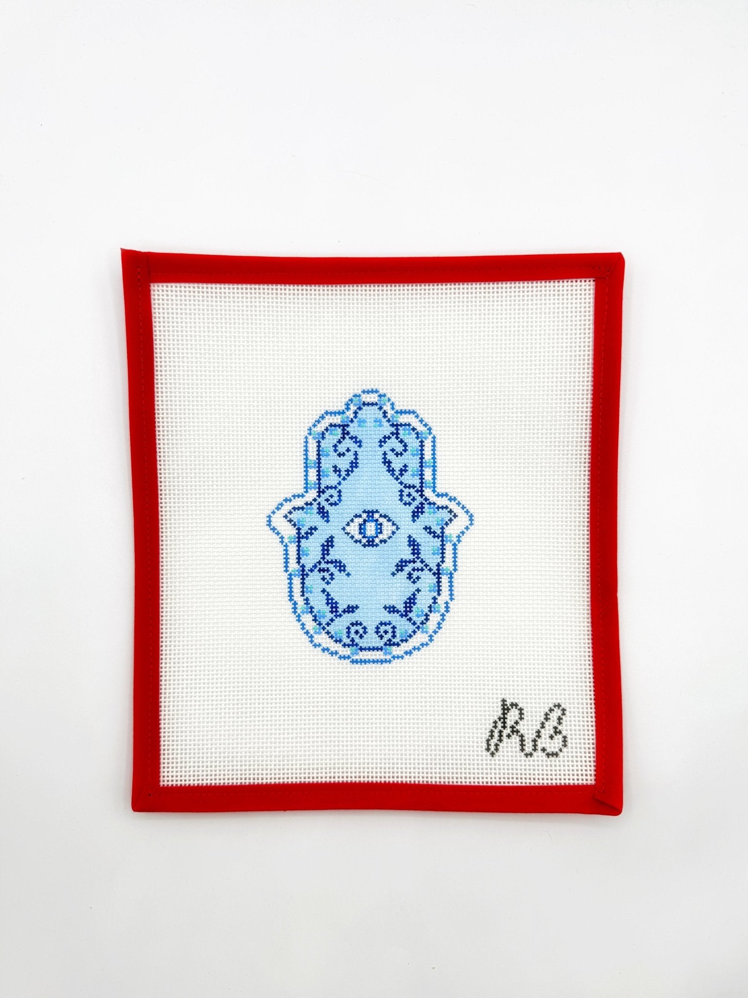 Garden Hamsa Hand, blueRachel BarriCanvasThe Red Thread Atelier