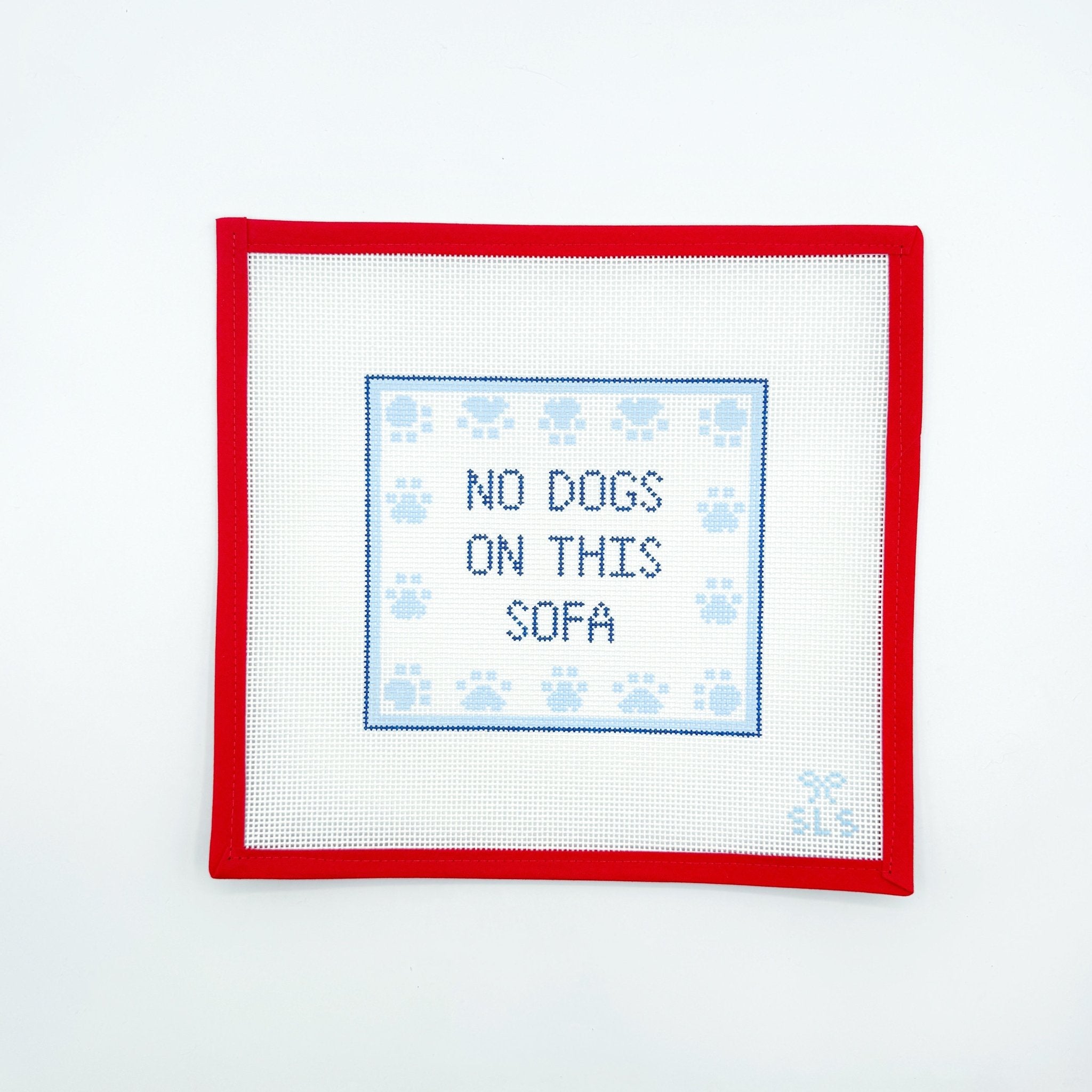 No Dogs, sofaSLS NeedlepointCanvasThe Red Thread Atelier