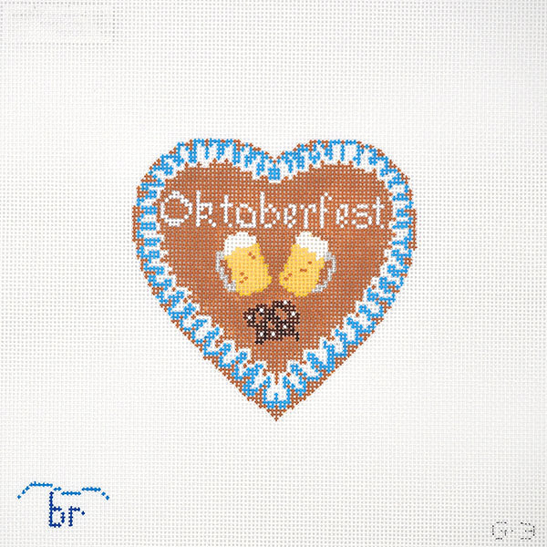 Oktoberfest Gingerbread Heart needlepoint canvas