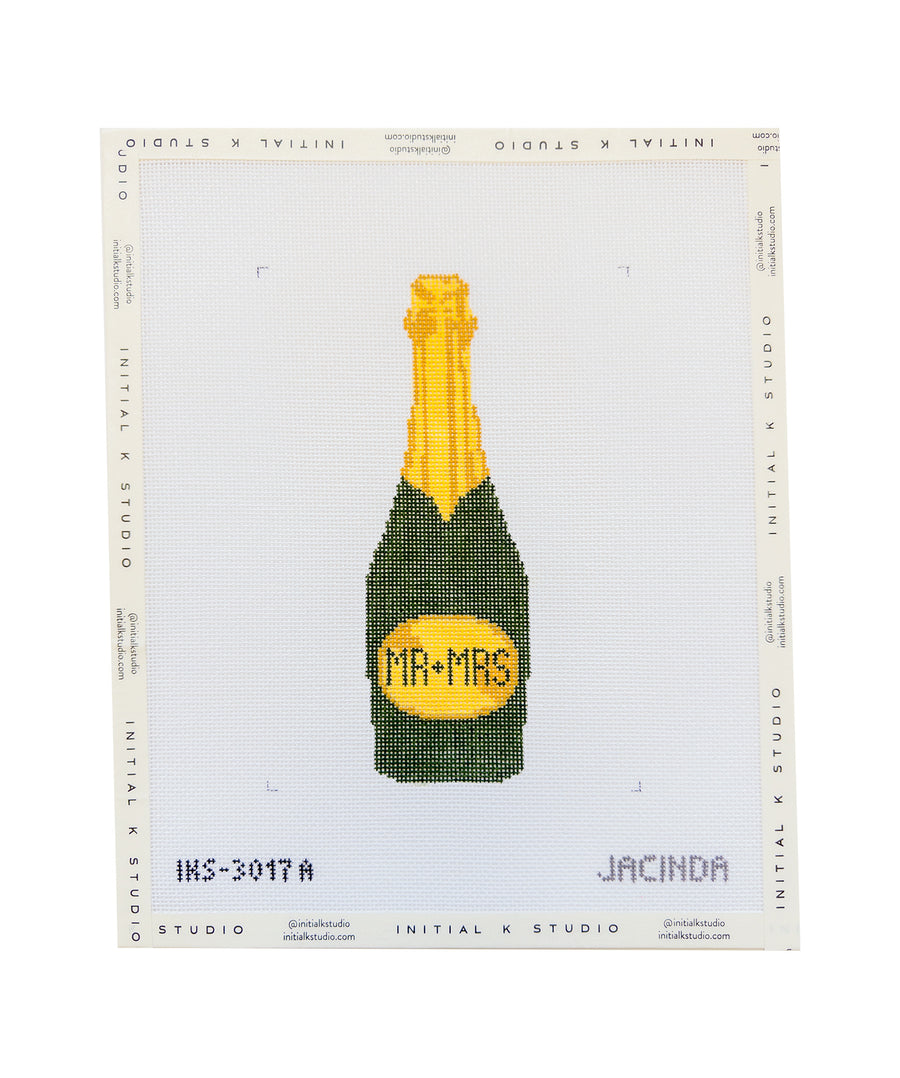 Mr & Mrs Champagne needlepoint canvas by Initial K Studio