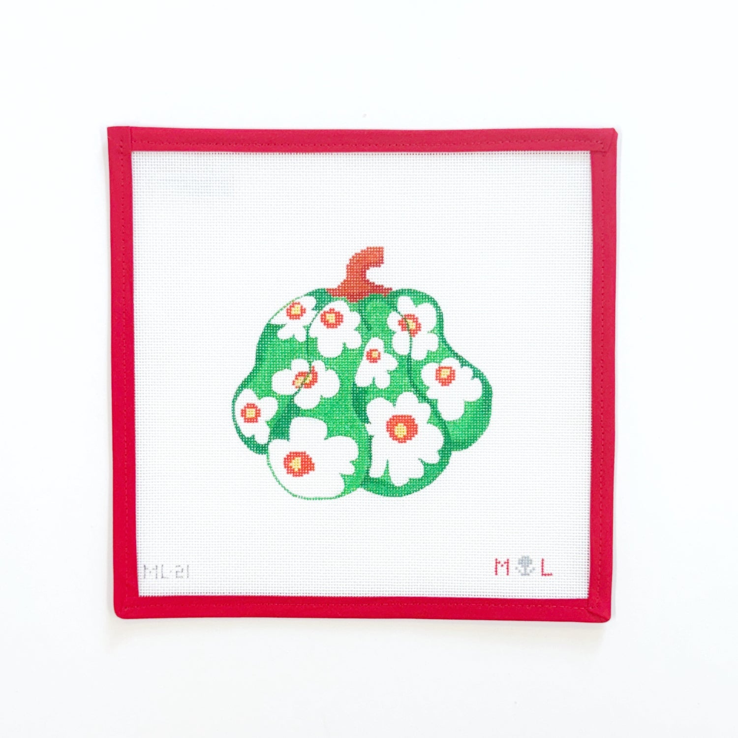 Green & White Floral Gourd