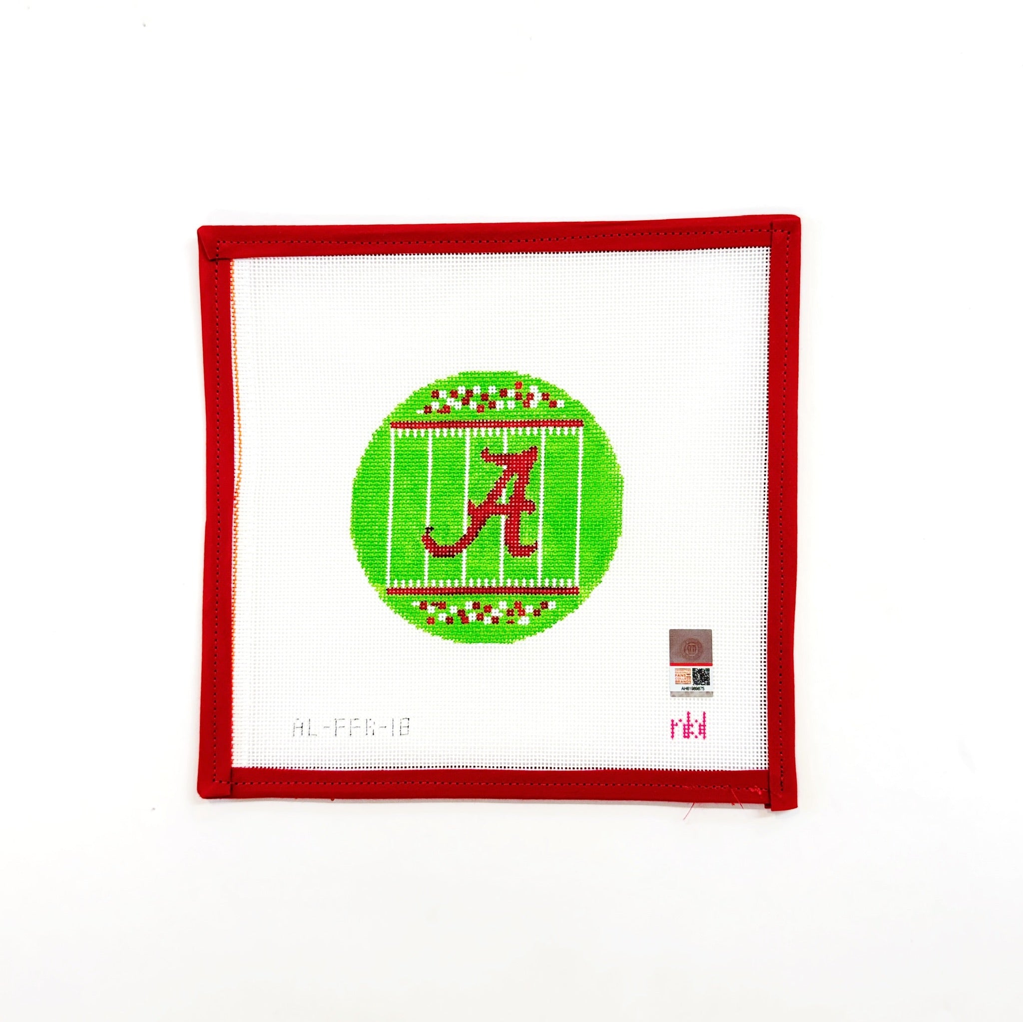 Alabama Football Field RoundNeedlepoint by LauraCanvasThe Red Thread Atelier