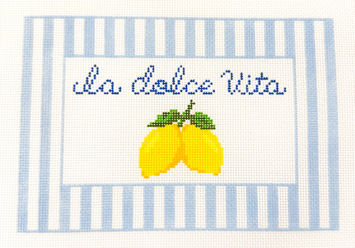 La Dolce Vita lemon needlepoint canvas by Salt & Sand Designs