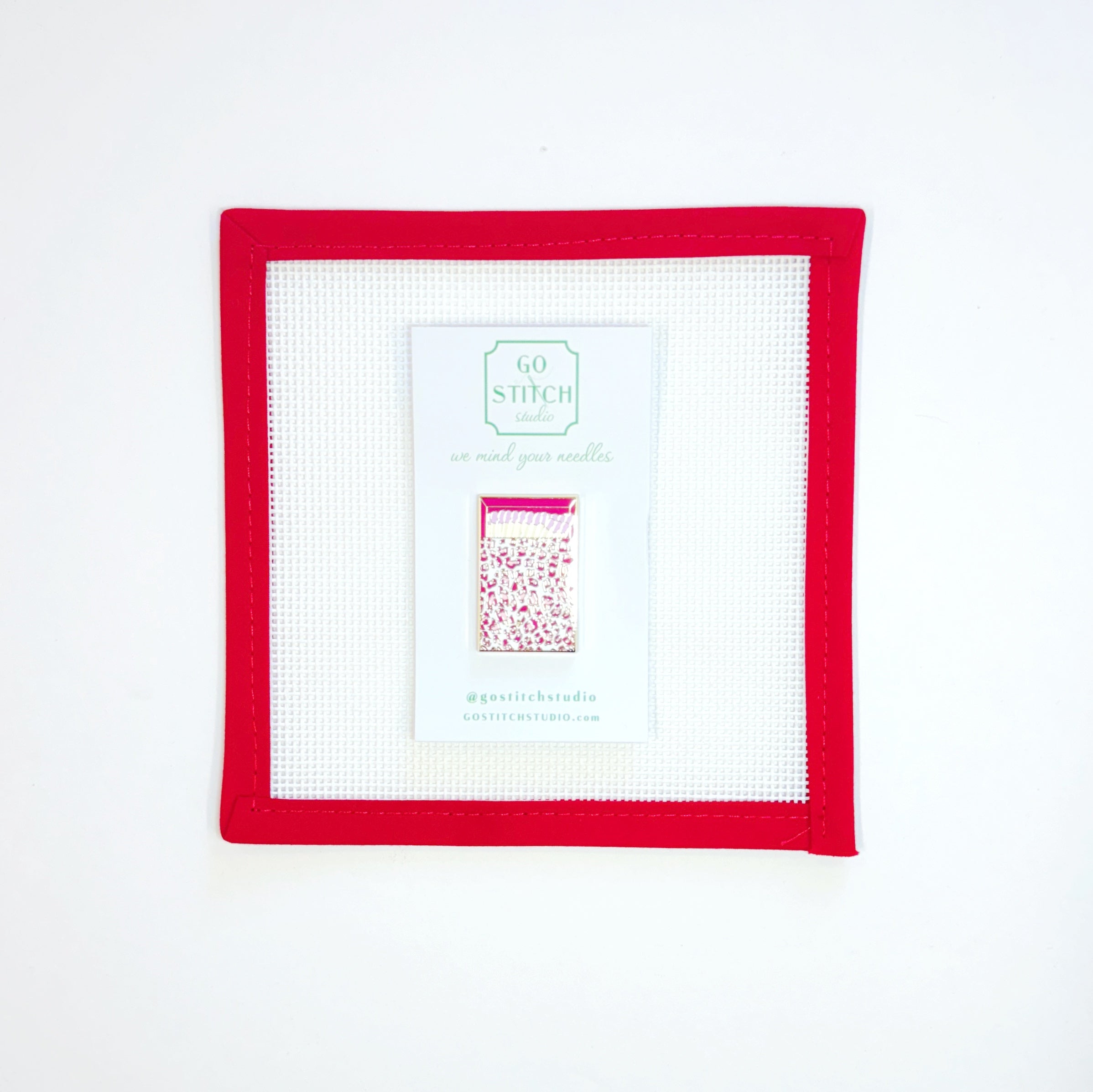 Pink Leopard Matchbox Needle Minder