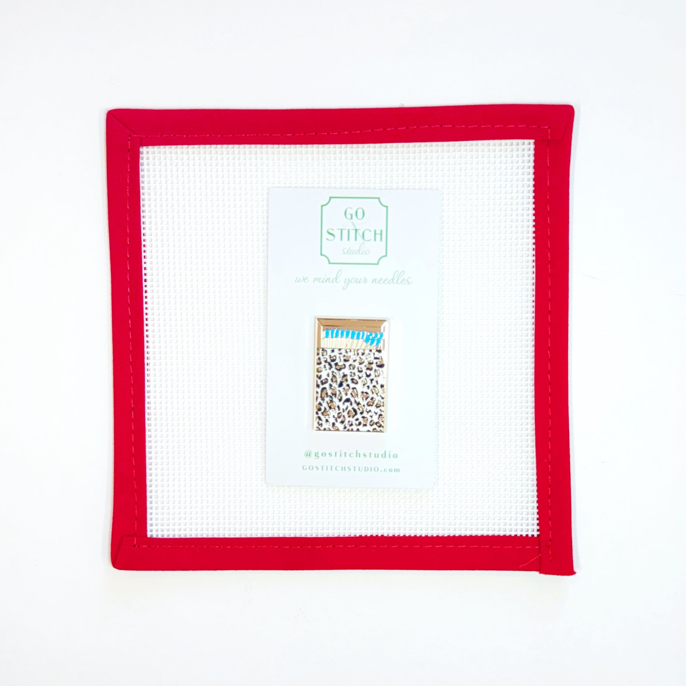Blue Leopard Matchbox Needle Minder