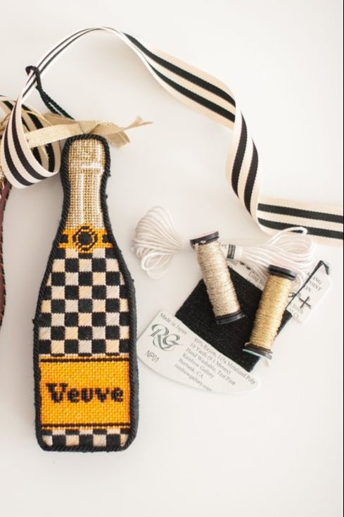CLV004-M Champagne Bottle - Mackenzie CheckCate La VieCanvasThe Red Thread Atelier