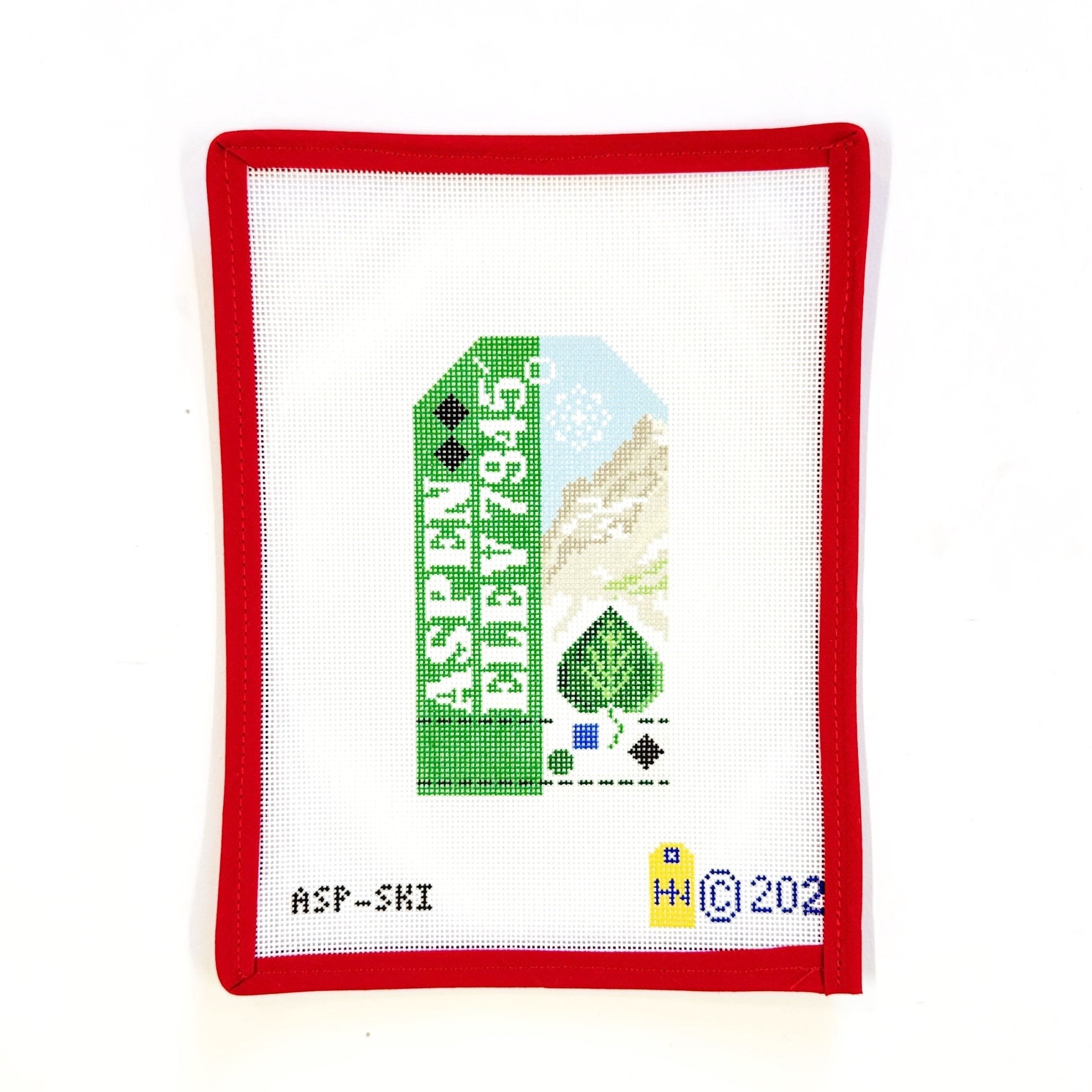 Aspen Ski PassHedgehog NeedlepointCanvasThe Red Thread Atelier