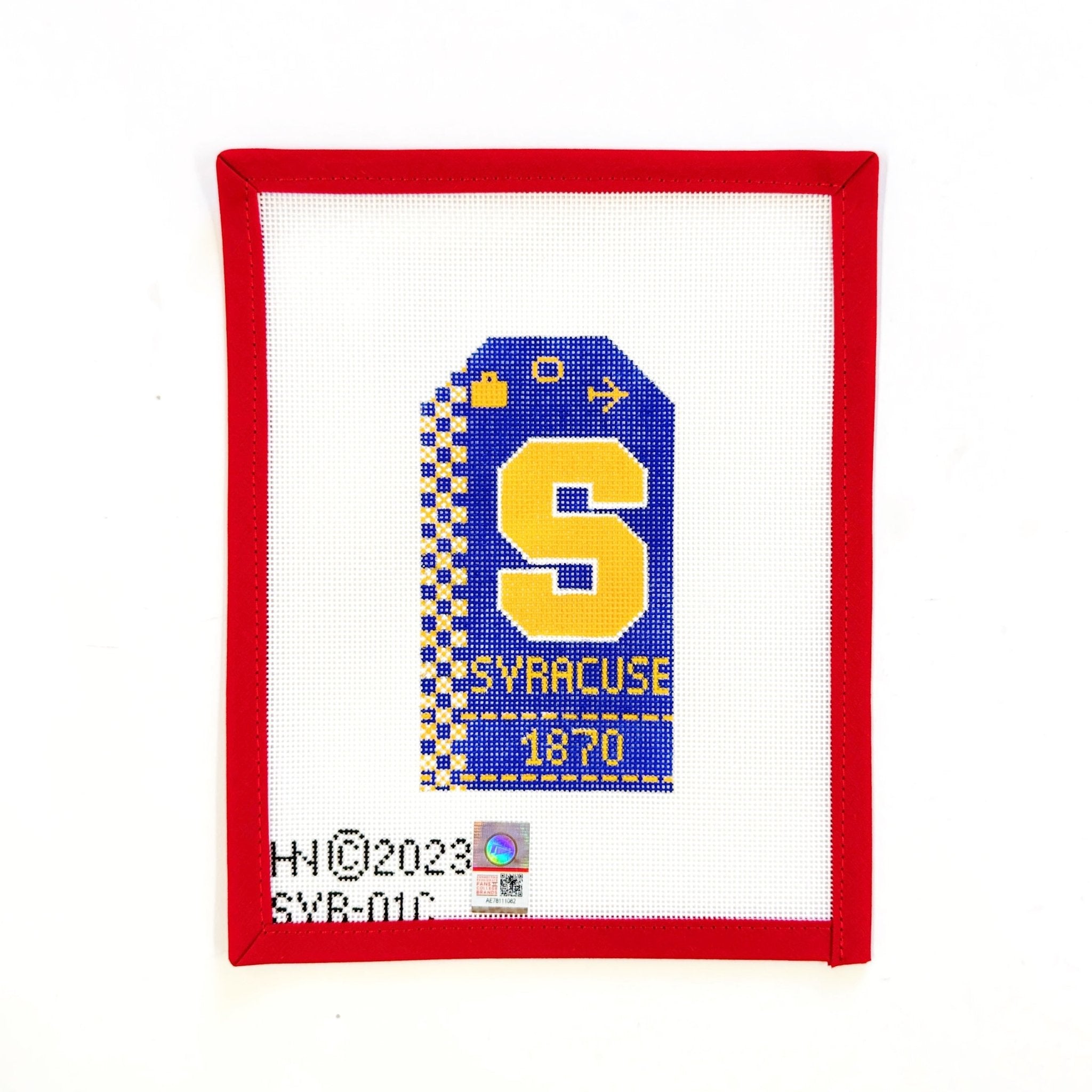 Syracuse University Retro TagHedgehog NeedlepointCanvasThe Red Thread Atelier