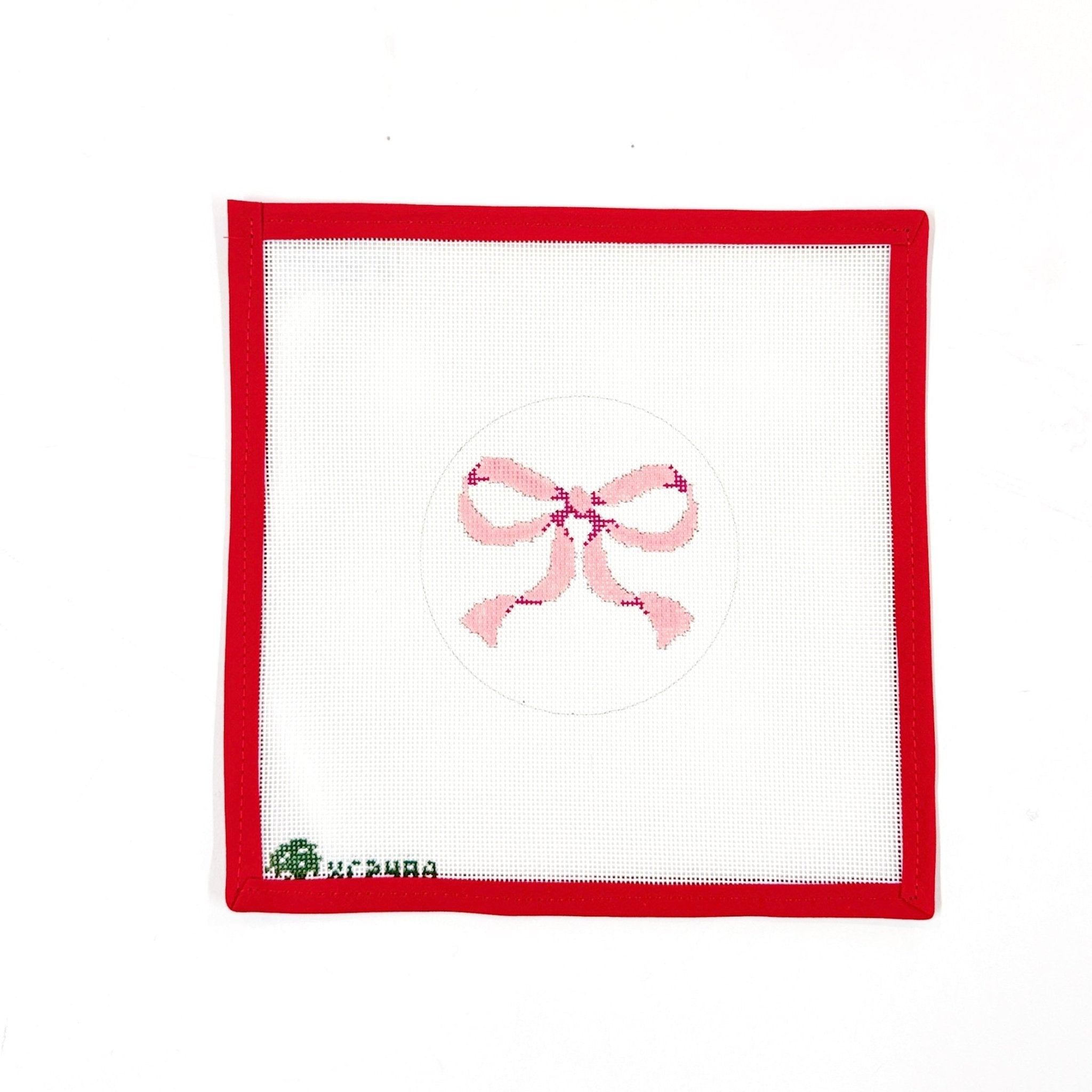 Bow - pinkElm Tree NeedlepointCanvasThe Red Thread Atelier