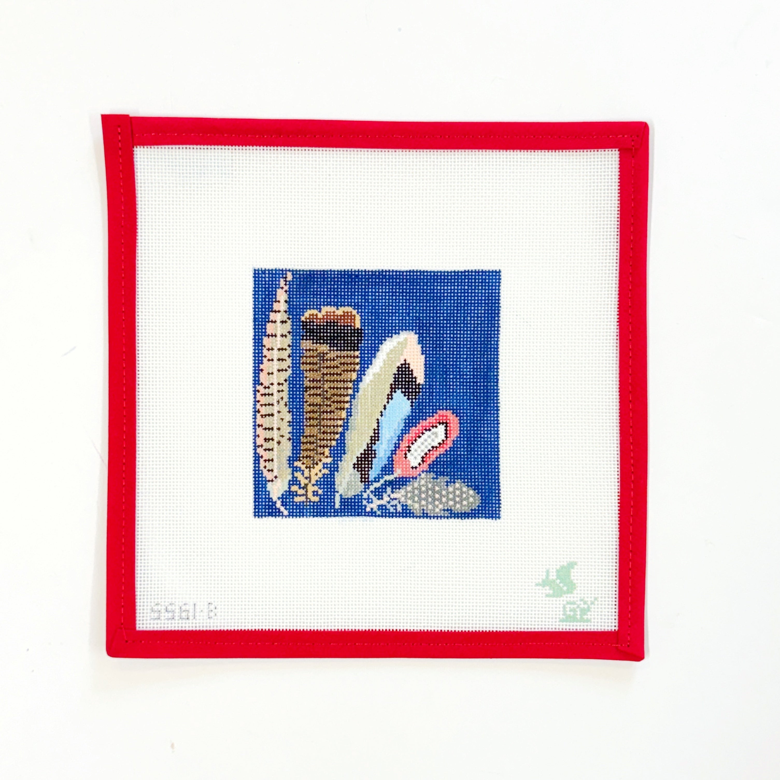 Game Bird Feather Coaster - blue