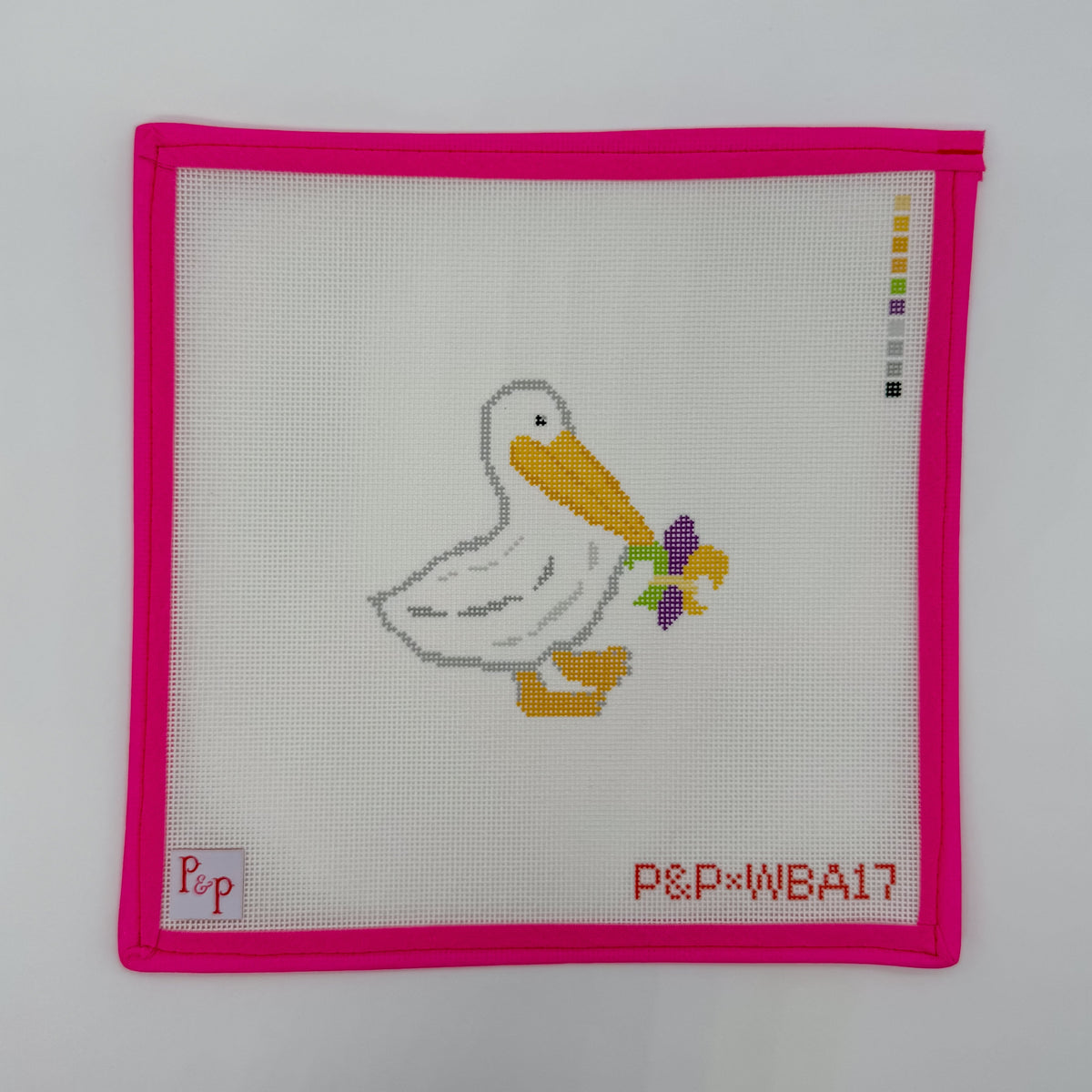Pelican Parade needlepoint canvas by Penny and Penny with Whimsy by Angela
