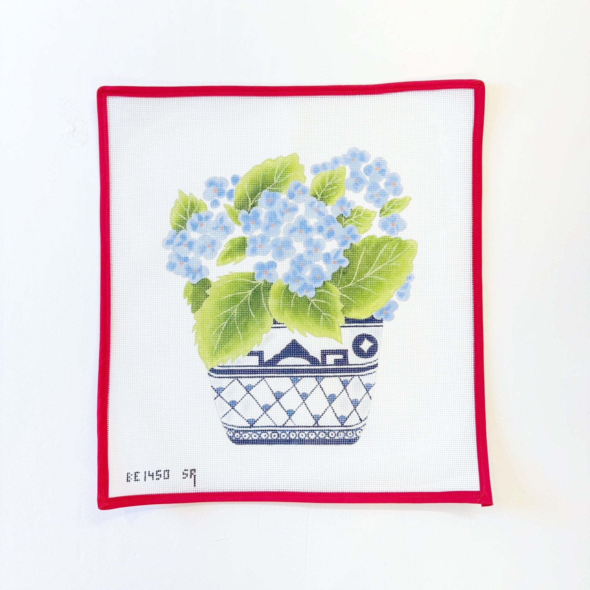 Shaped Hydrangea in WillowareSusan RobertsCanvasThe Red Thread Atelier