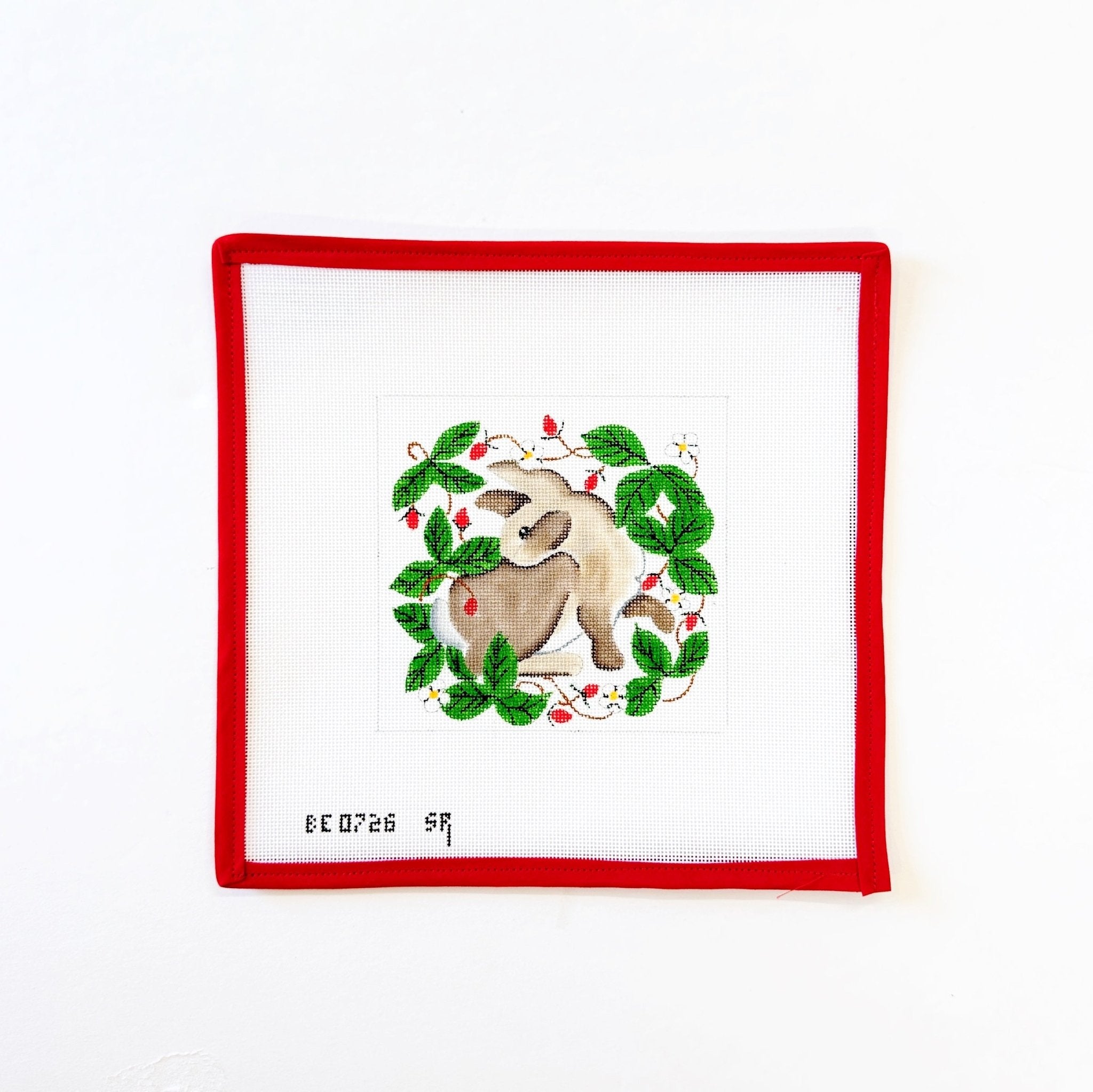 Bunny in StrawberriesSusan RobertsCanvasThe Red Thread Atelier