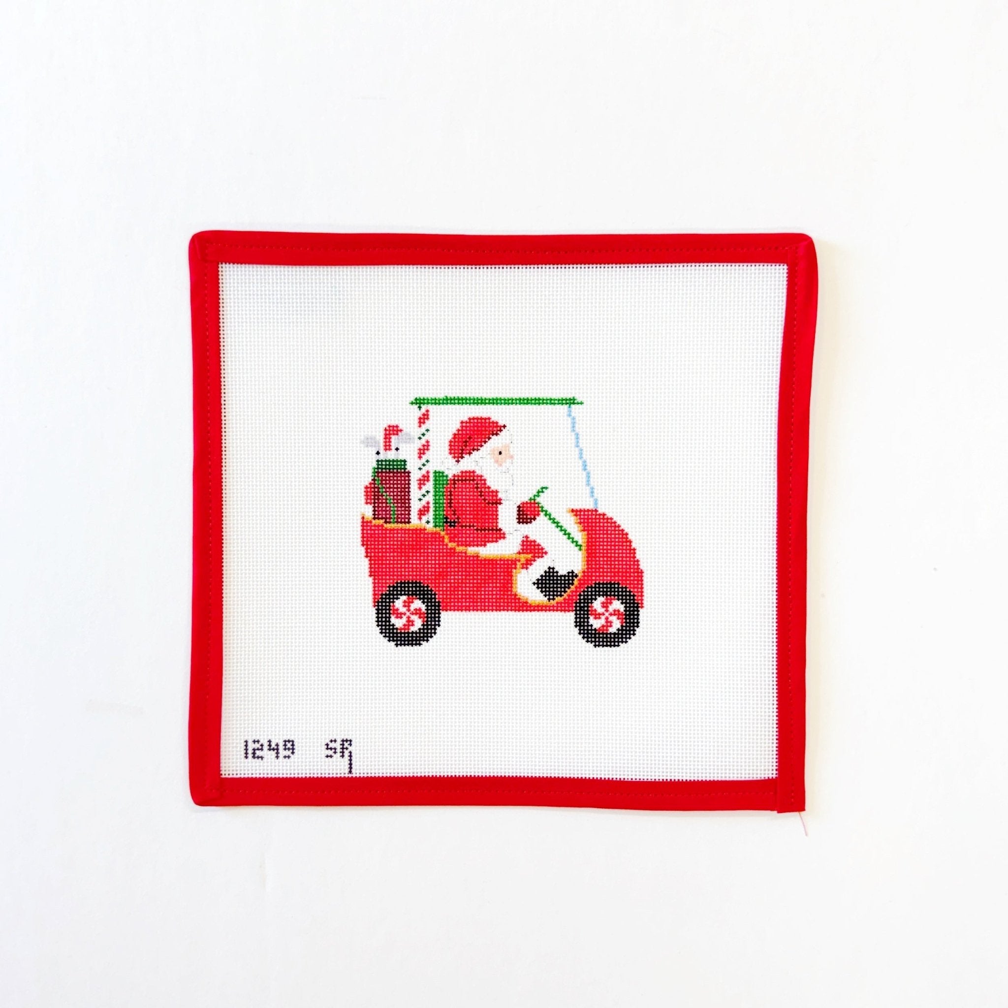 Golf Cart SantaSusan RobertsCanvasThe Red Thread Atelier