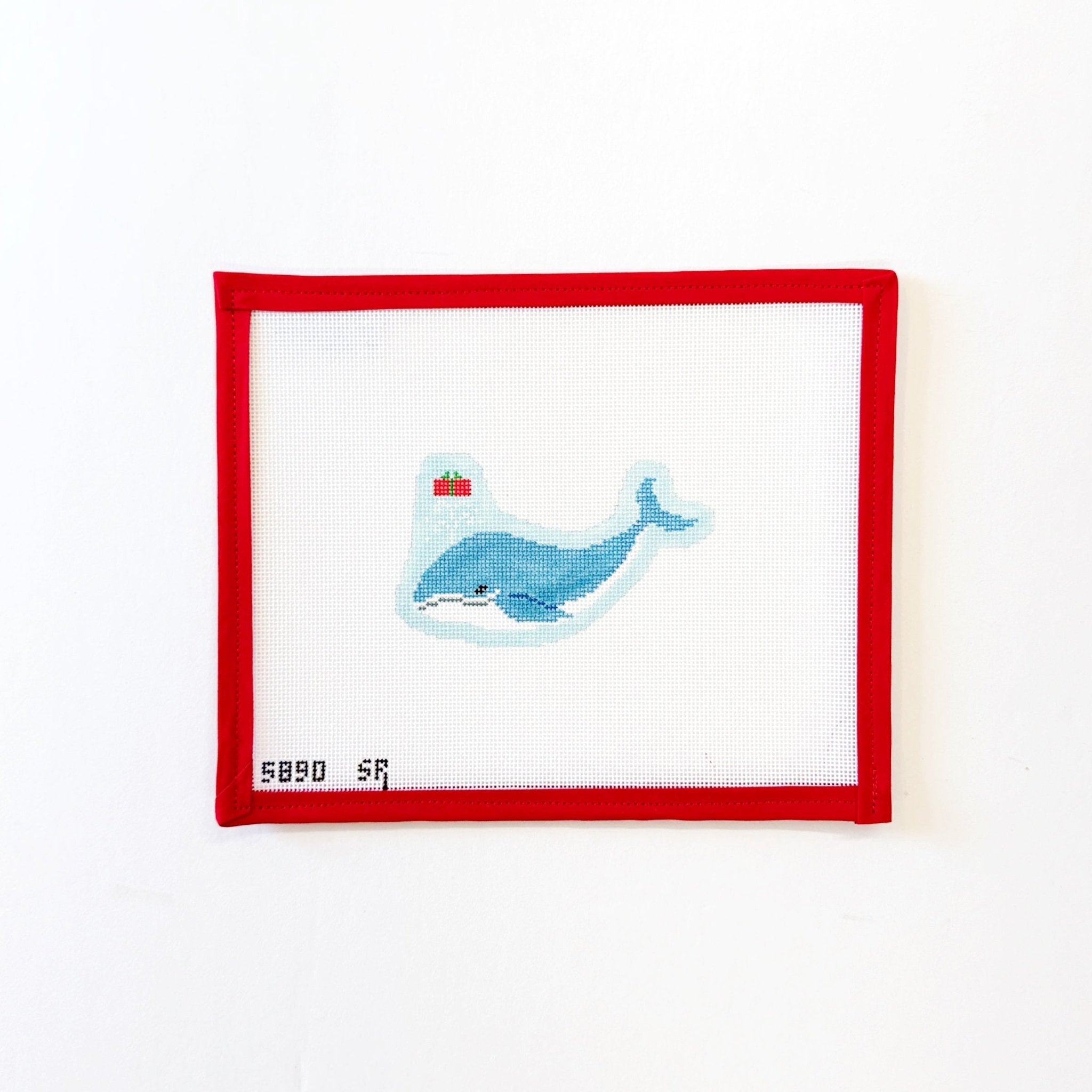 Dolphin Present OrnamentSusan RobertsCanvasThe Red Thread Atelier
