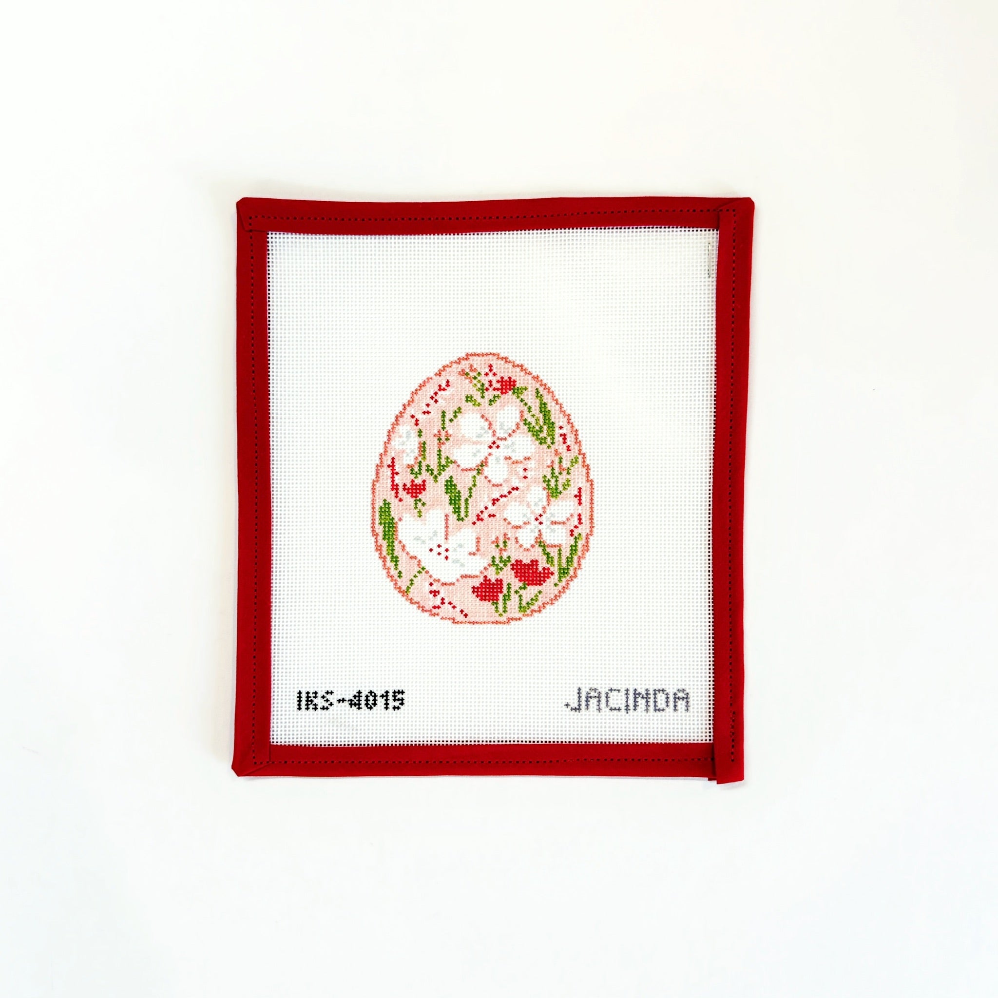 White Flower Easter EggInitial KCanvasThe Red Thread Atelier