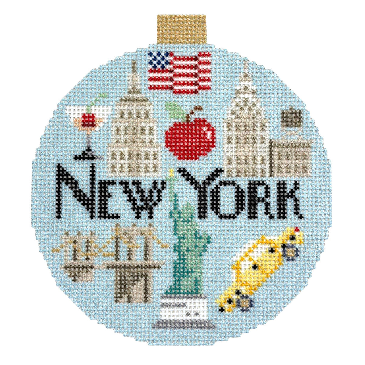 Travel Round New York needlepoint canvas by Bradley Needlepoint