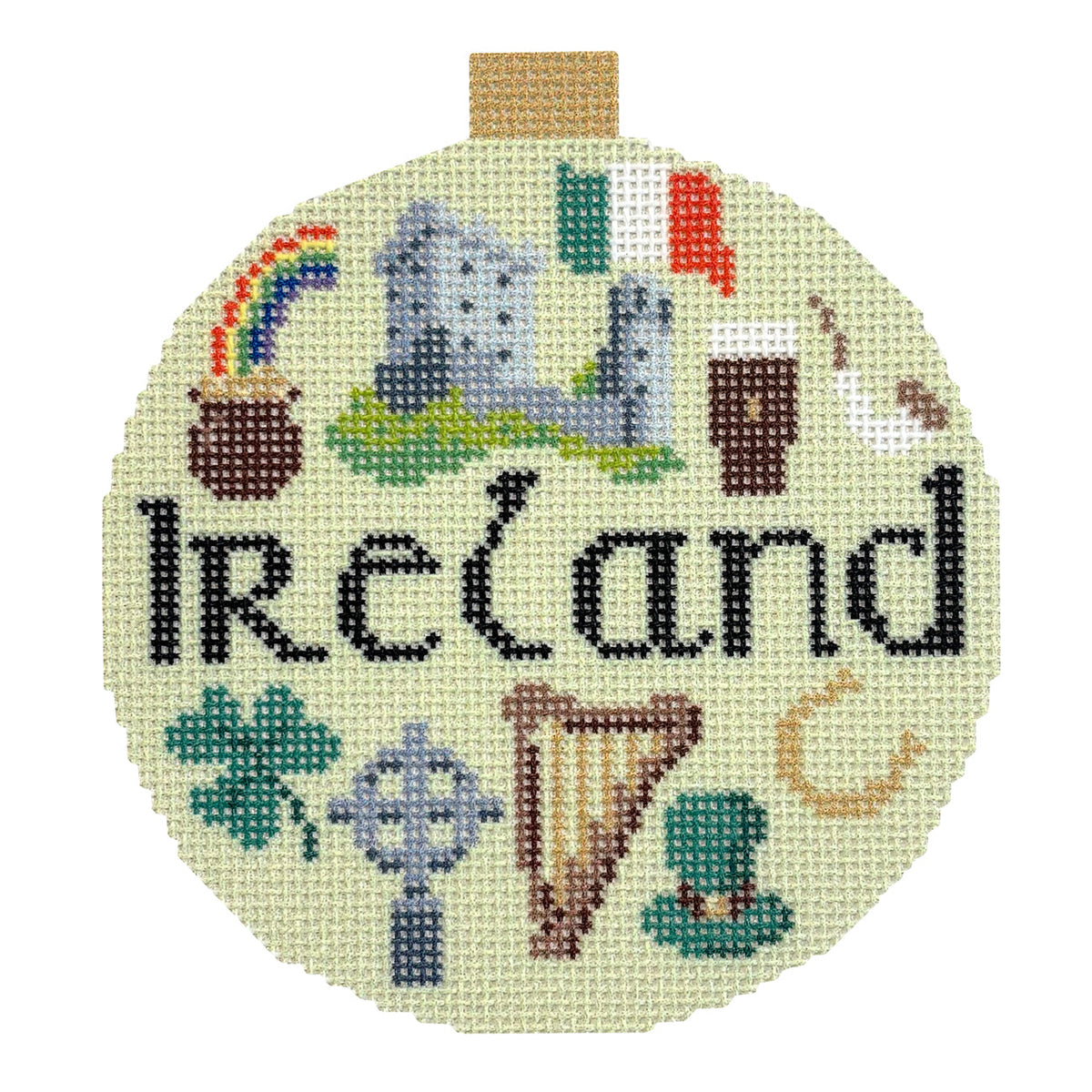 Travel Round Ireland needlepoint canvas by Bradley Needlepoint