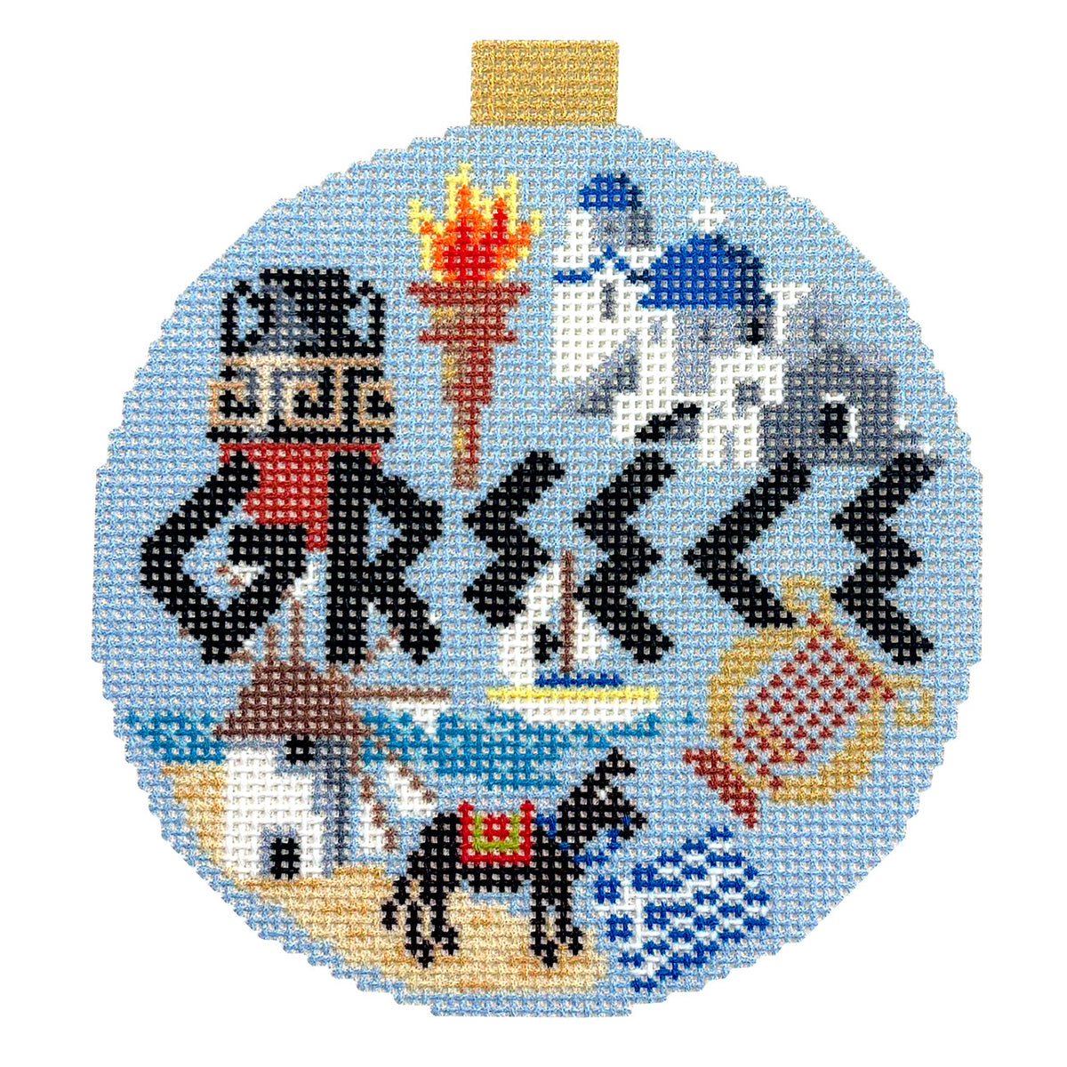 Travel Round Greece needlepoint canvas by Bradley Needlepoint