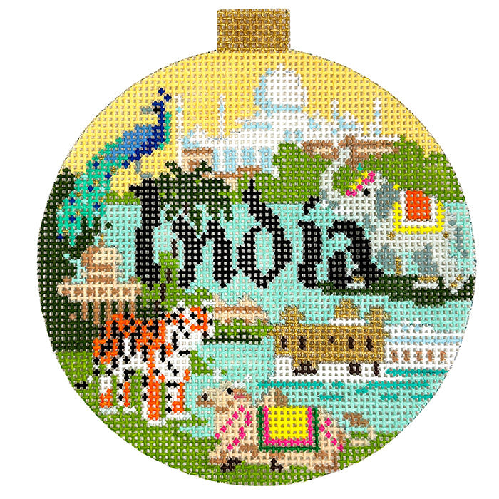 Travel Round India needlepoint canvas by Bradley Needlepoint