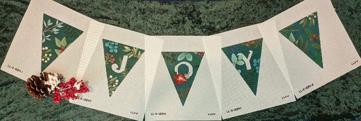 LL-BUN-1224w Botanical JOY Garland white - 5 individual canvasesLaura Love DesignsCanvasThe Red Thread Atelier