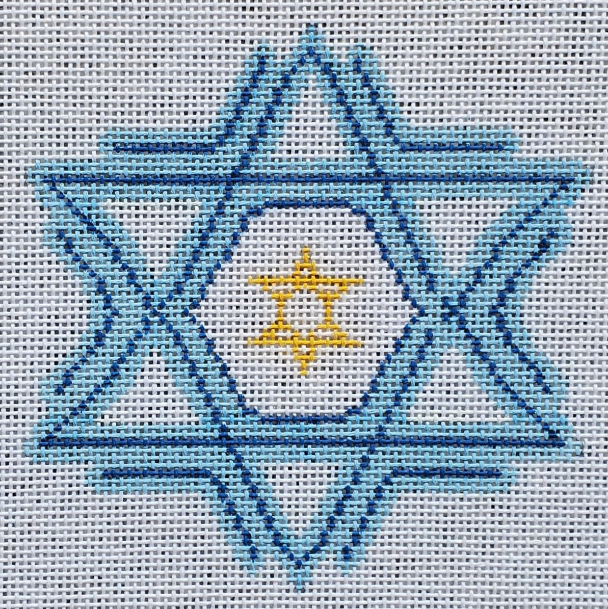 Hanukkah Snowflake needlepoint canvas by Laura Love Designs