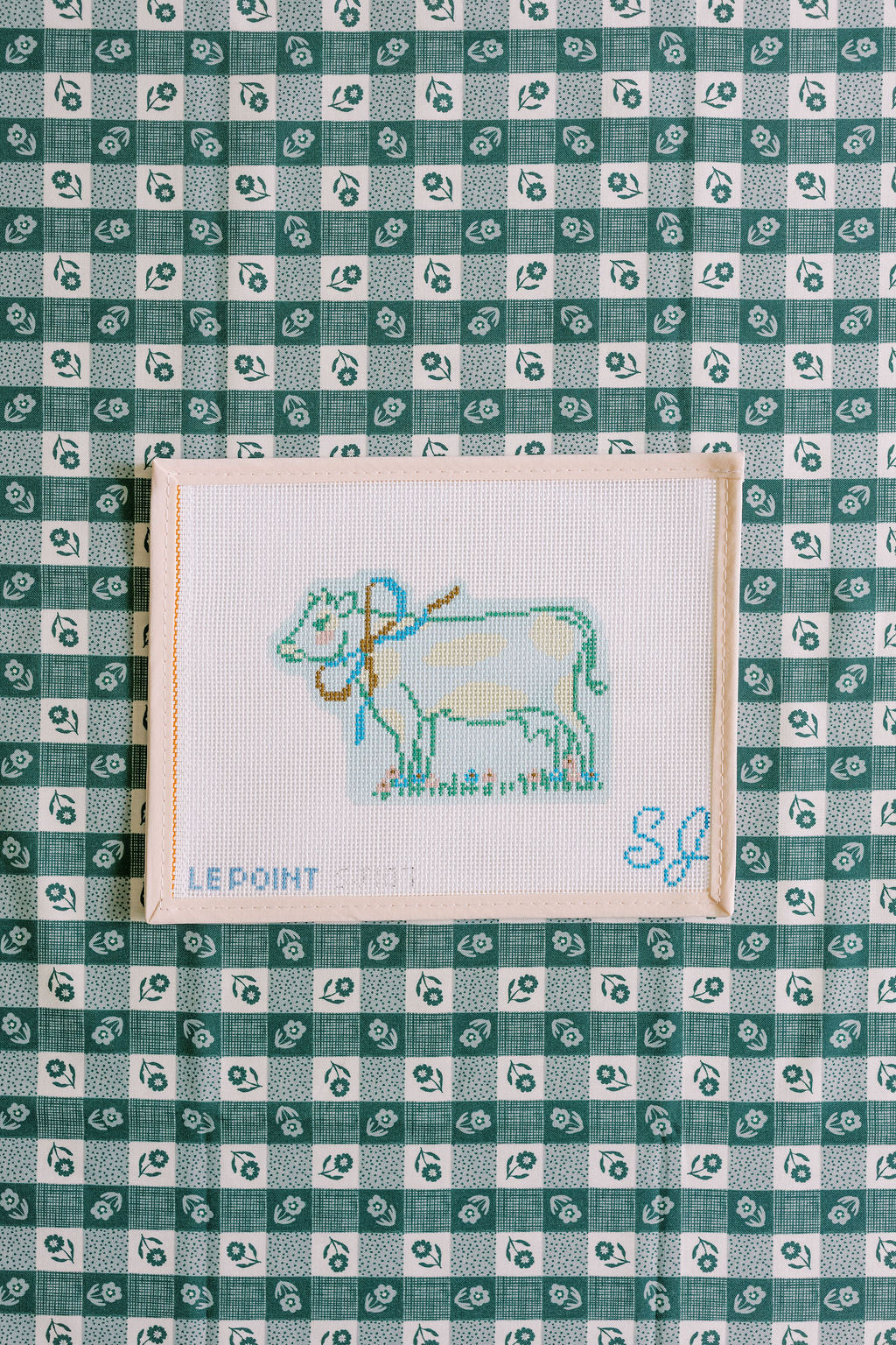 Spring Cow needlepoint canvas
