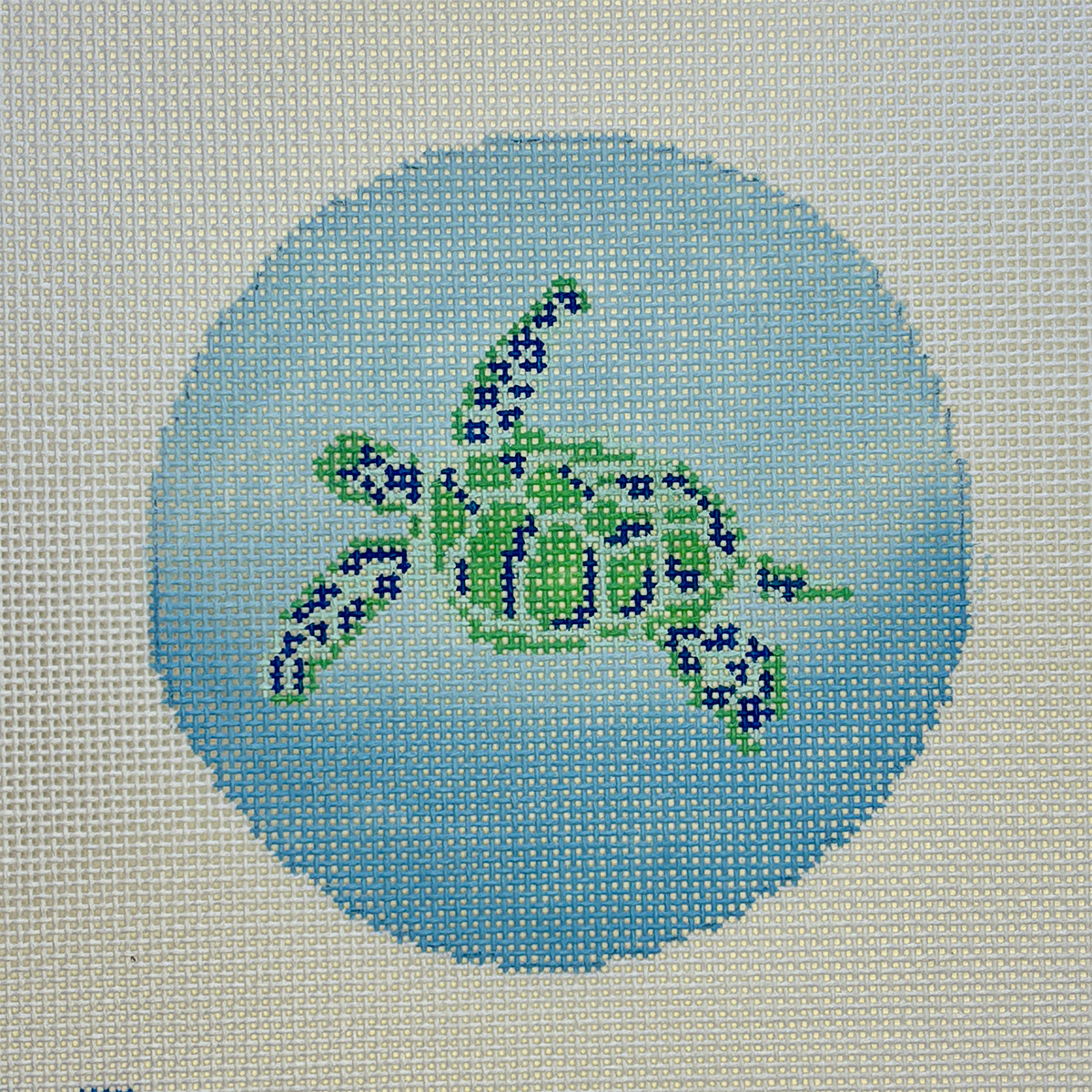Sea Turtle Round needlepoint canvas