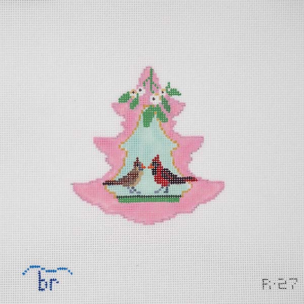 Pink Tree Cardinal Pair needlepoint canvas