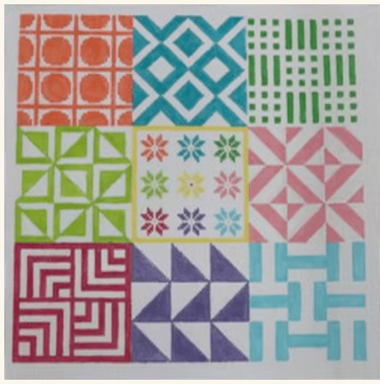 KKP129 (Geometric Squares - Multi Bright)Kristine KingstonCanvasThe Red Thread Atelier